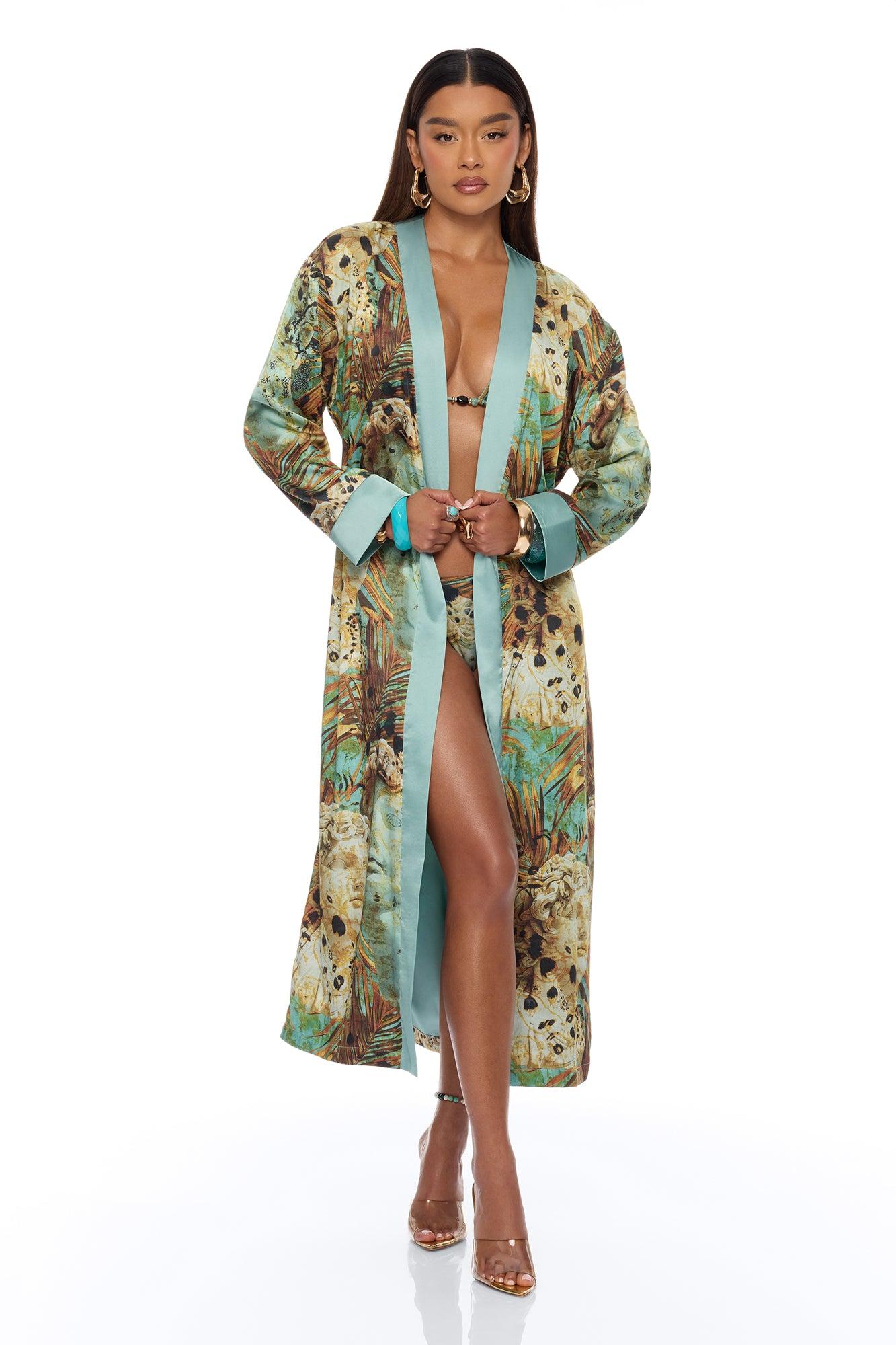 Call Me Coastal Satin Pant Set - Blue/combo Female Product Image