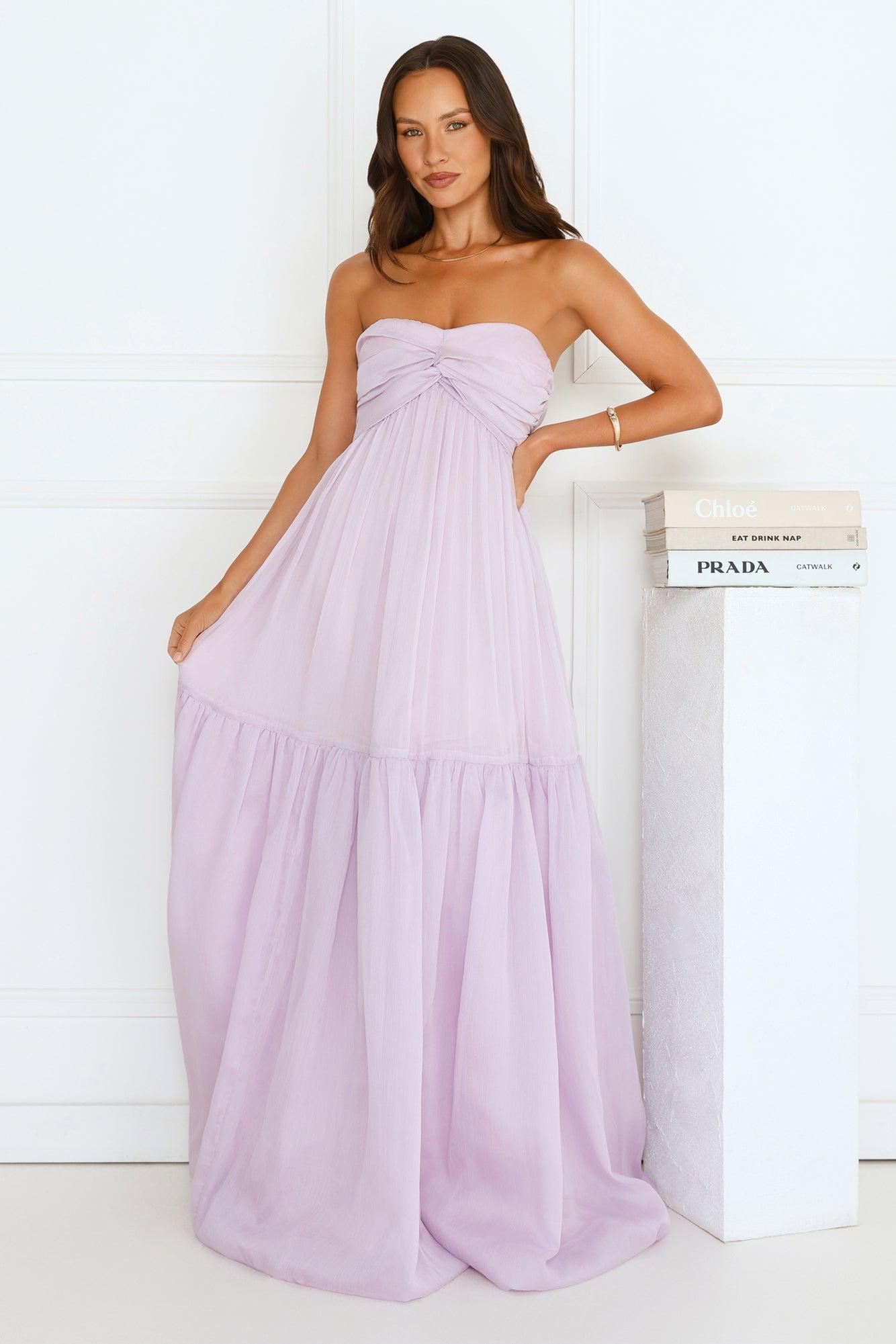 Unforgettable Style Strapless Maxi Dress Lilac Product Image