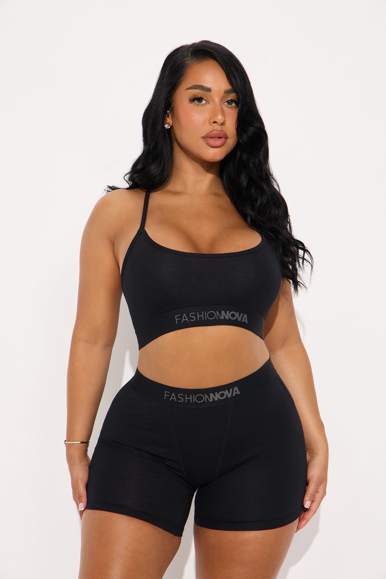 FN Mood Scoop Cami Cotton Bra - Black Female Product Image