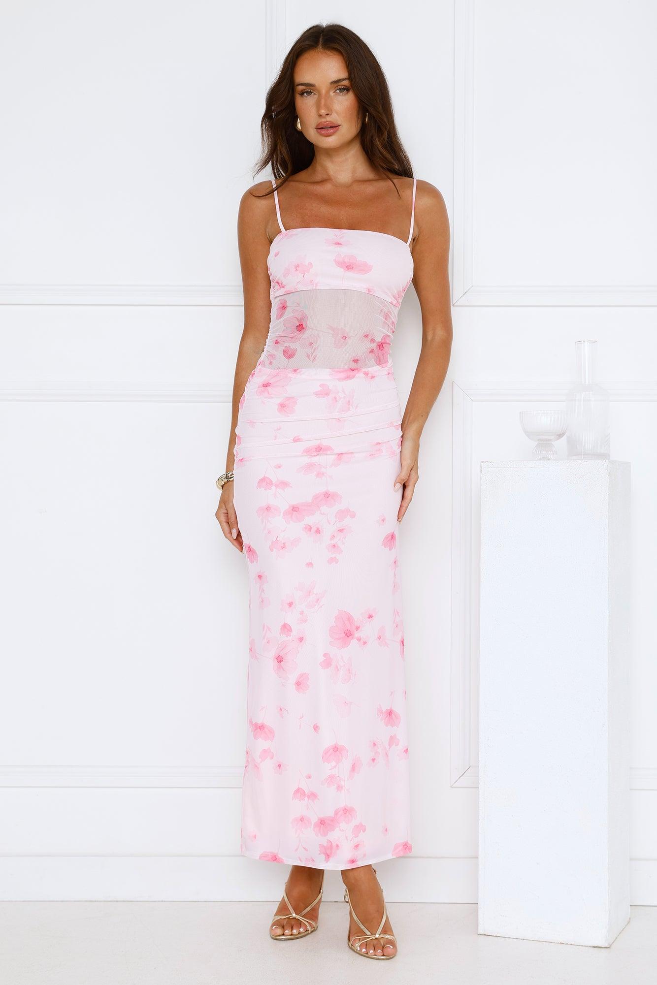 Frosted Glam Mesh Maxi Dress Pink Product Image