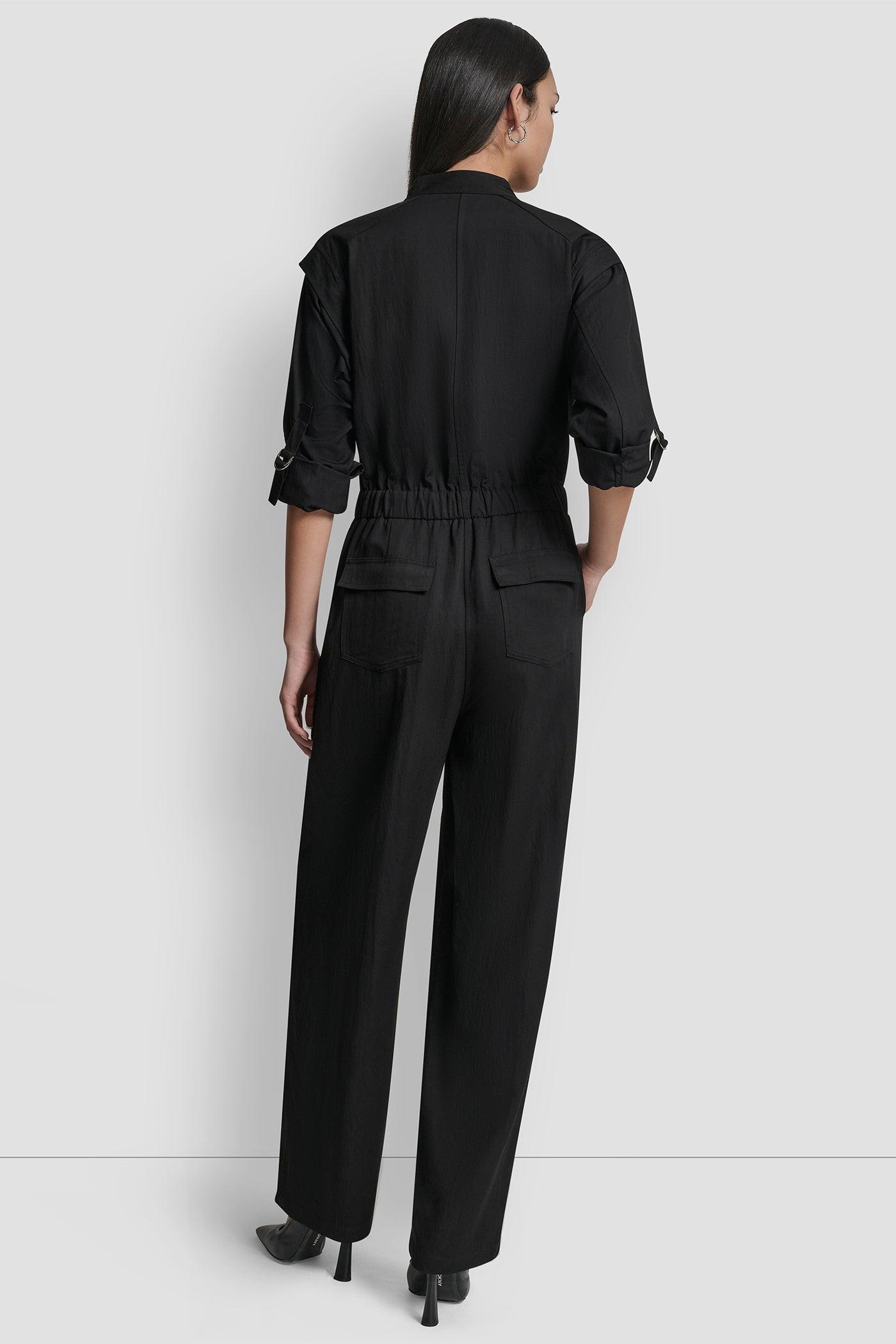 COLLARLESS BUTTON-FRONT JUMPSUIT Product Image