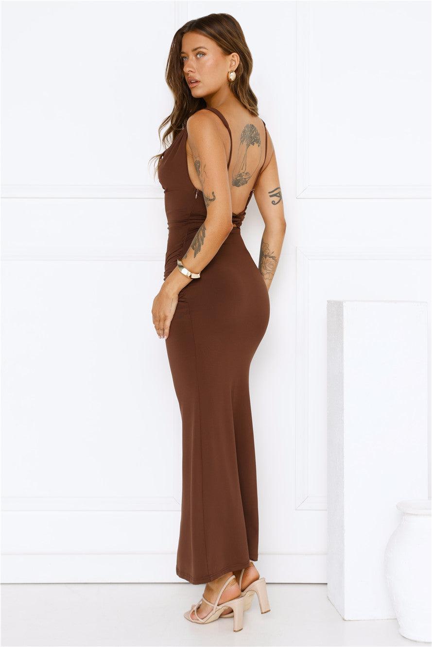 Rosé Routine Maxi Dress Brown Product Image