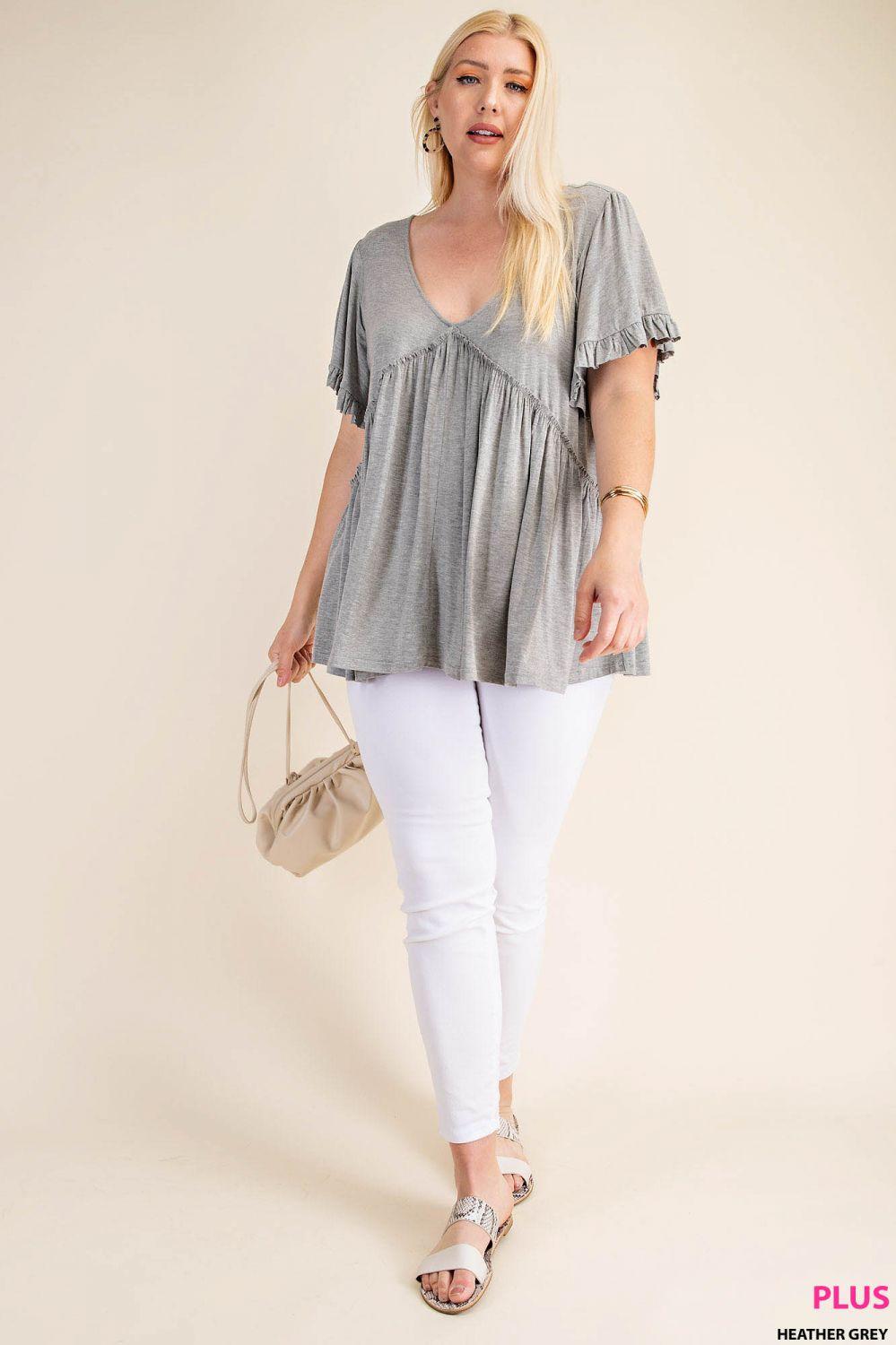 7275   Gracie Bell Sleeve Ruffle Top - Reg & Plus! Product Image