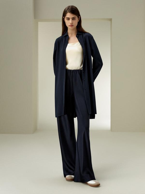 LILYSILK Shirt for Women Silk - Midnight Blue Mulberry Silk - Organic Long Sleeve Tops XS Product Image