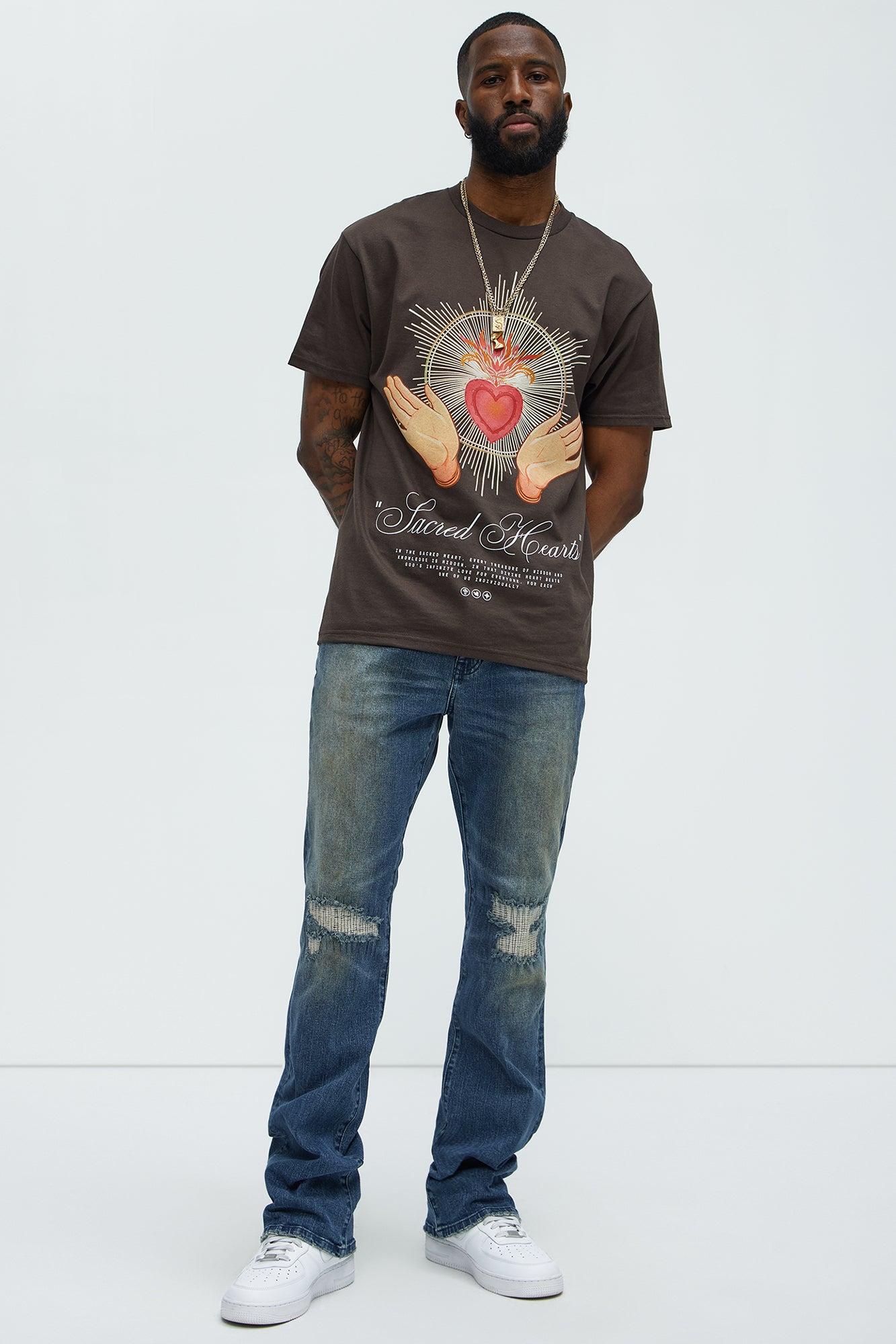 Faded In And Out Repaired Skinny Flare Jeans - Dark Wash Product Image