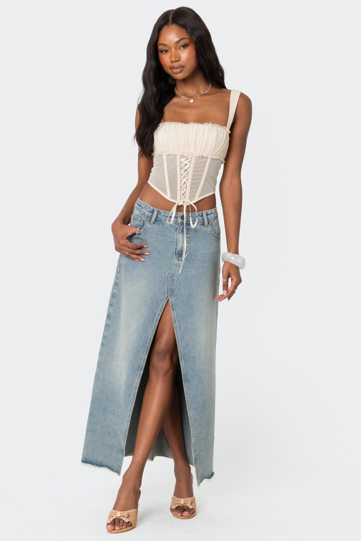 Dafne Gathered Sheer Mesh Corset Product Image