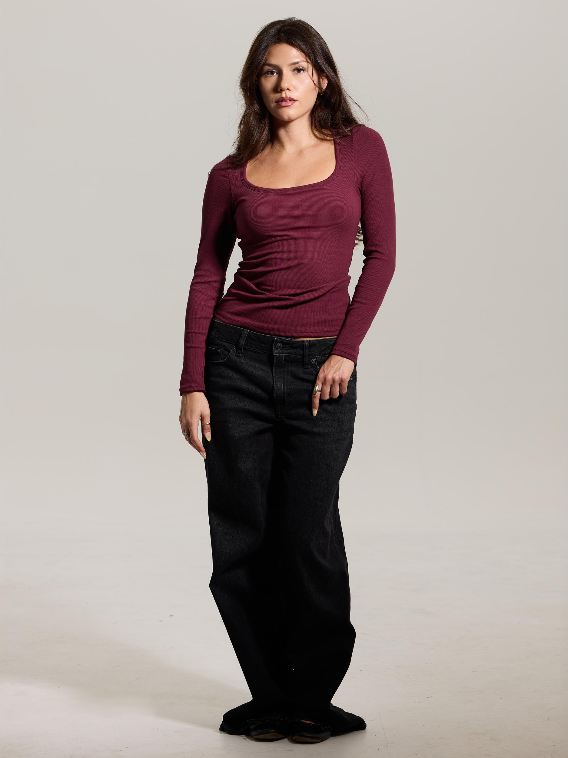 Bamboo Long Sleeve Scoop Neck Brami (Full Length) Product Image