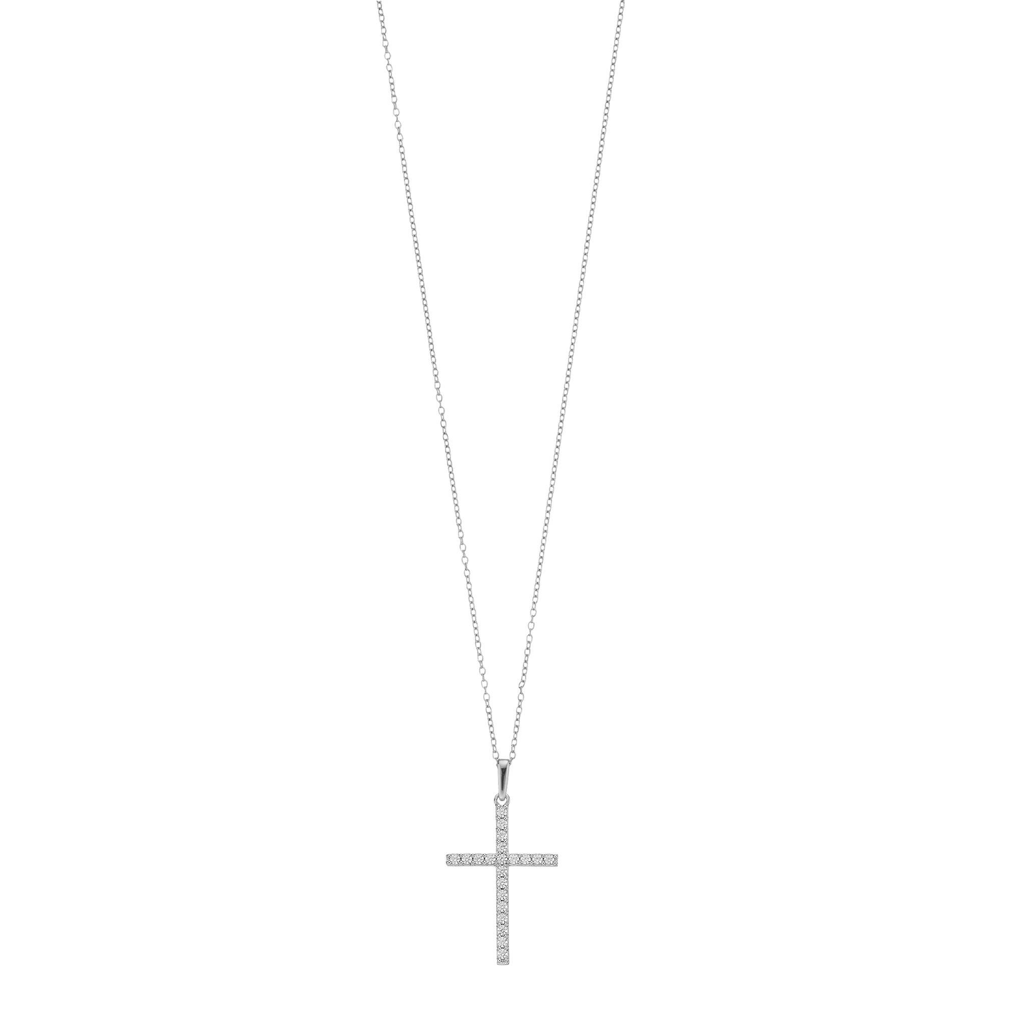 Diamond Brilliance 1/4 Carat T.W. Lab-Created Diamond Cross Pendant Necklace, Women's, Silver Tone Product Image