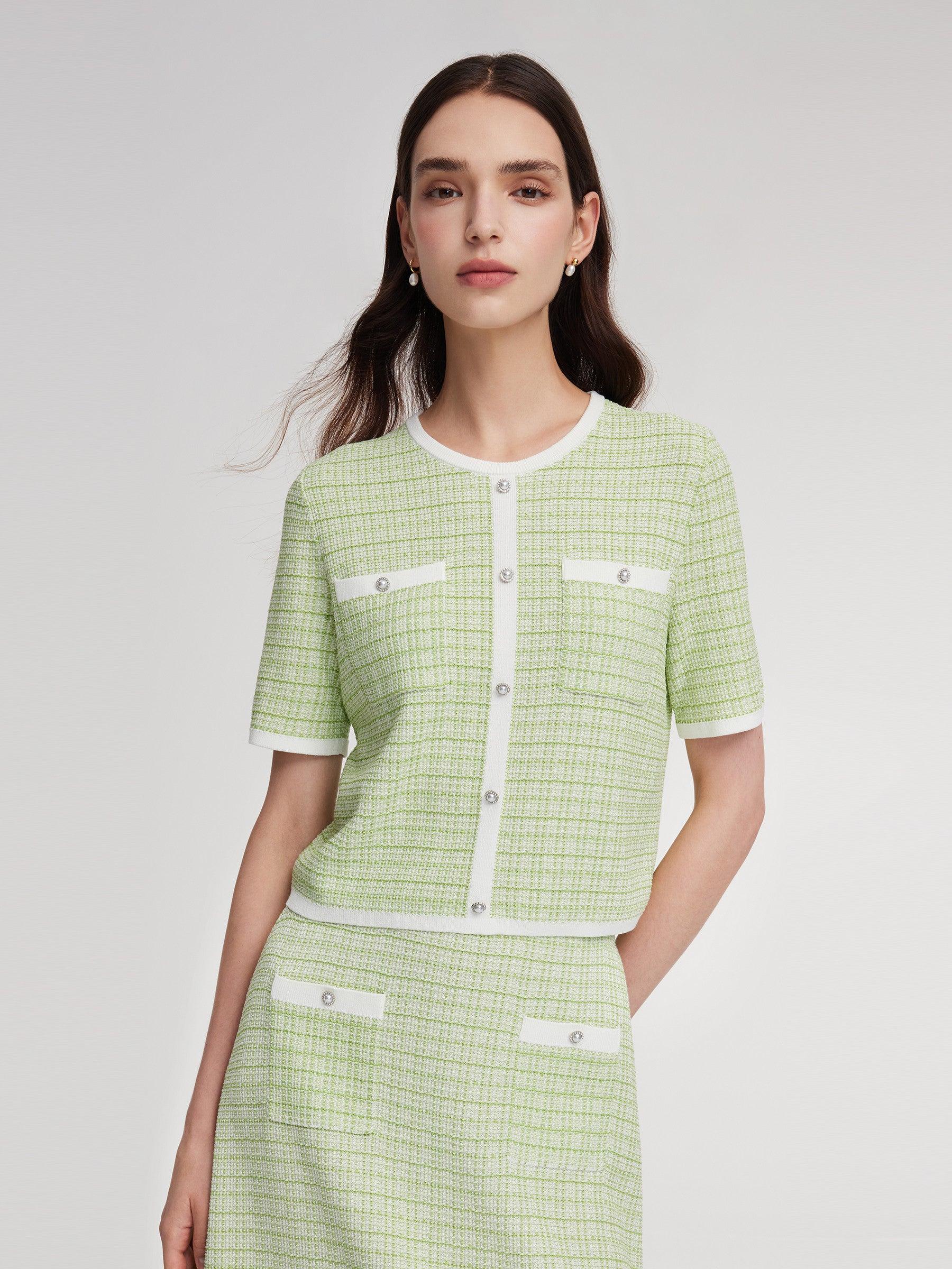 Lyocell Blend Knit Top And Column Skirt Two-Piece Set Product Image