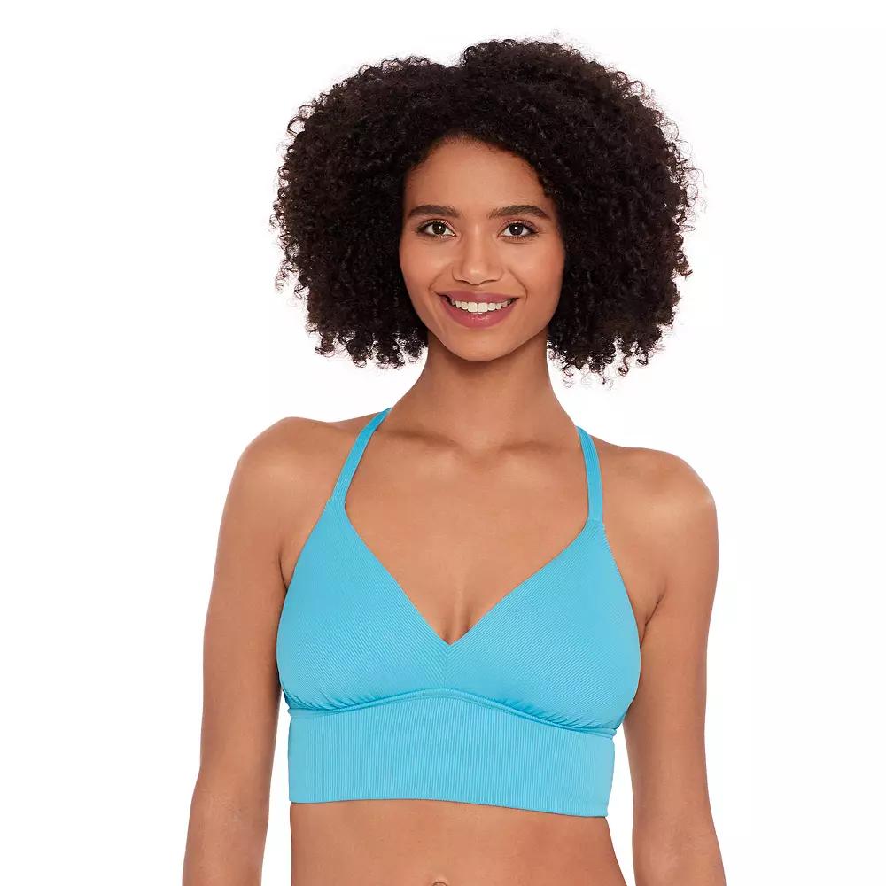 Women's Eco Beach Rib Longline Bralette Swim Top, Size: Large, Swift Blue Product Image
