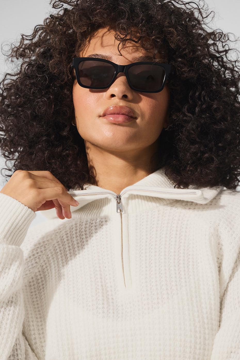 Cashmere Plush Waffle 1/4 Zip Pullover - Ivory Female Product Image