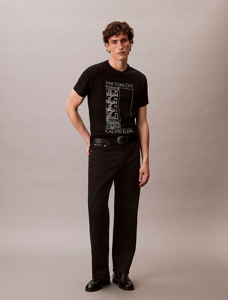 Calvin Klein Mens Apartment Logo Graphic Classic T-Shirt - Green Product Image