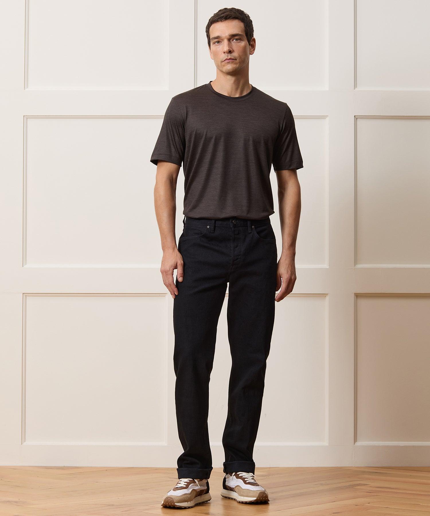 Straight Japanese Selvedge Stretch Jean in Black Product Image