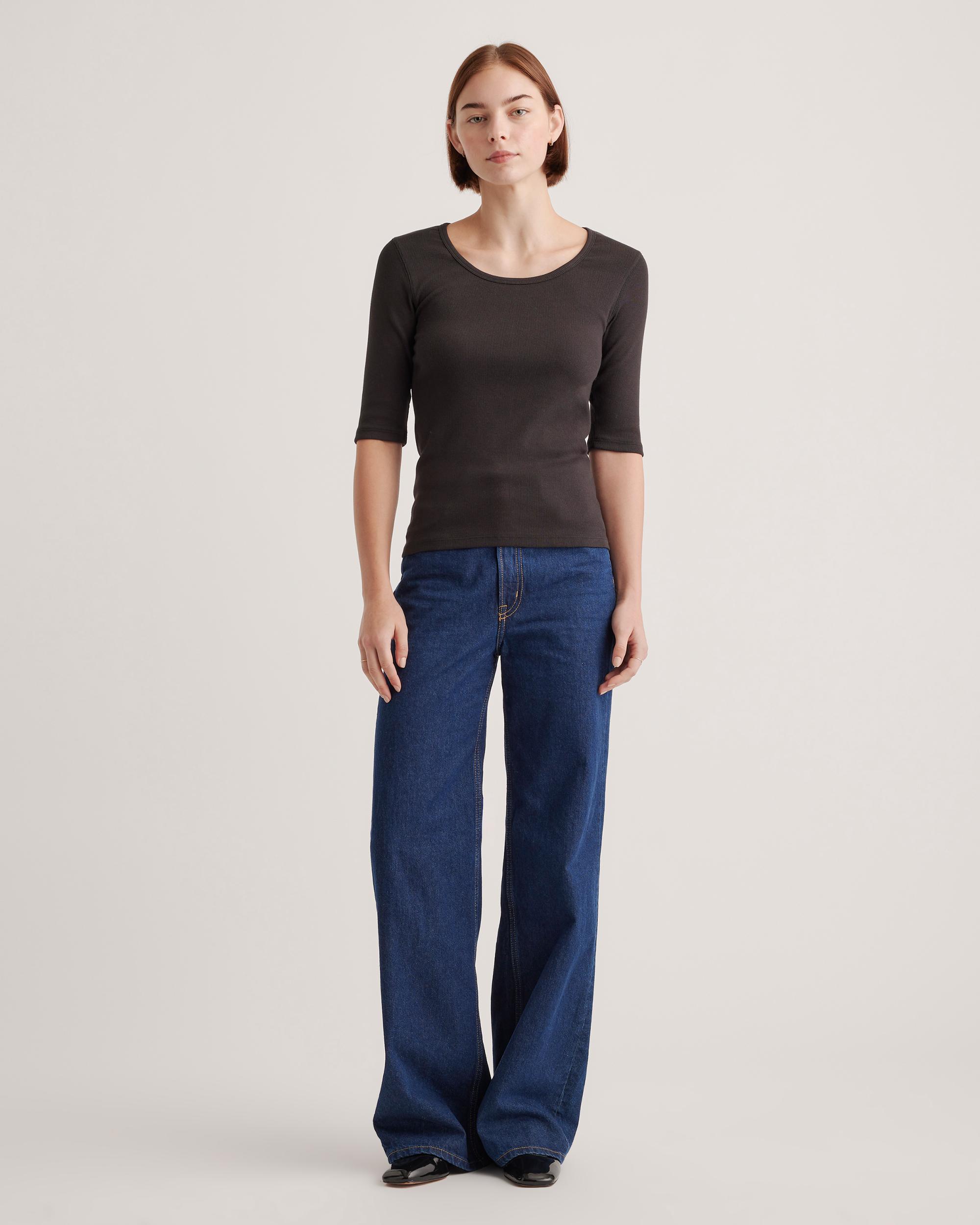 Quince | Women's Micro-Rib Elbow Sleeve T-Shirt Organic Cotton Product Image