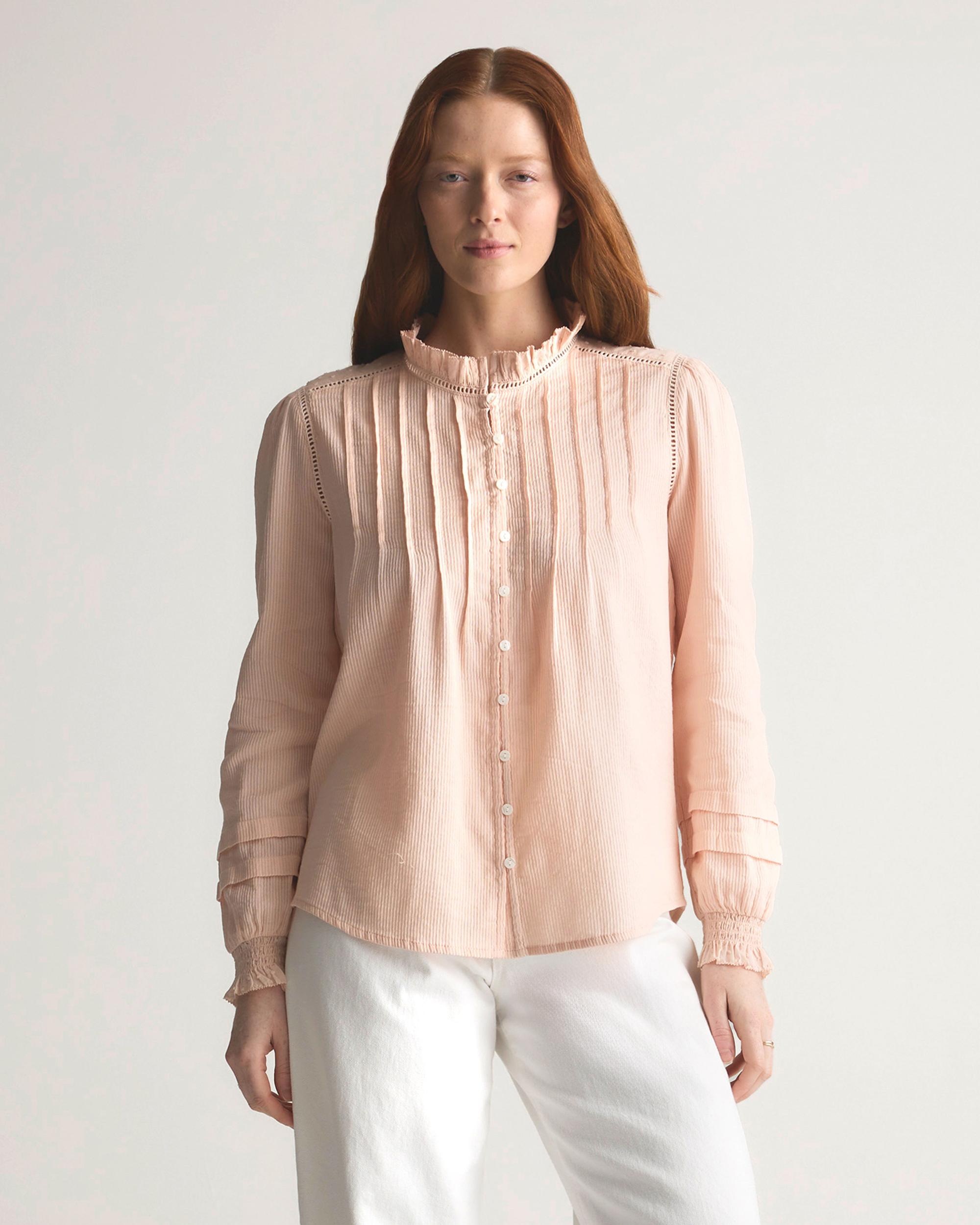 Quince | Women's Organic Textured Cotton Peasant Blouse Organic Cotton Product Image