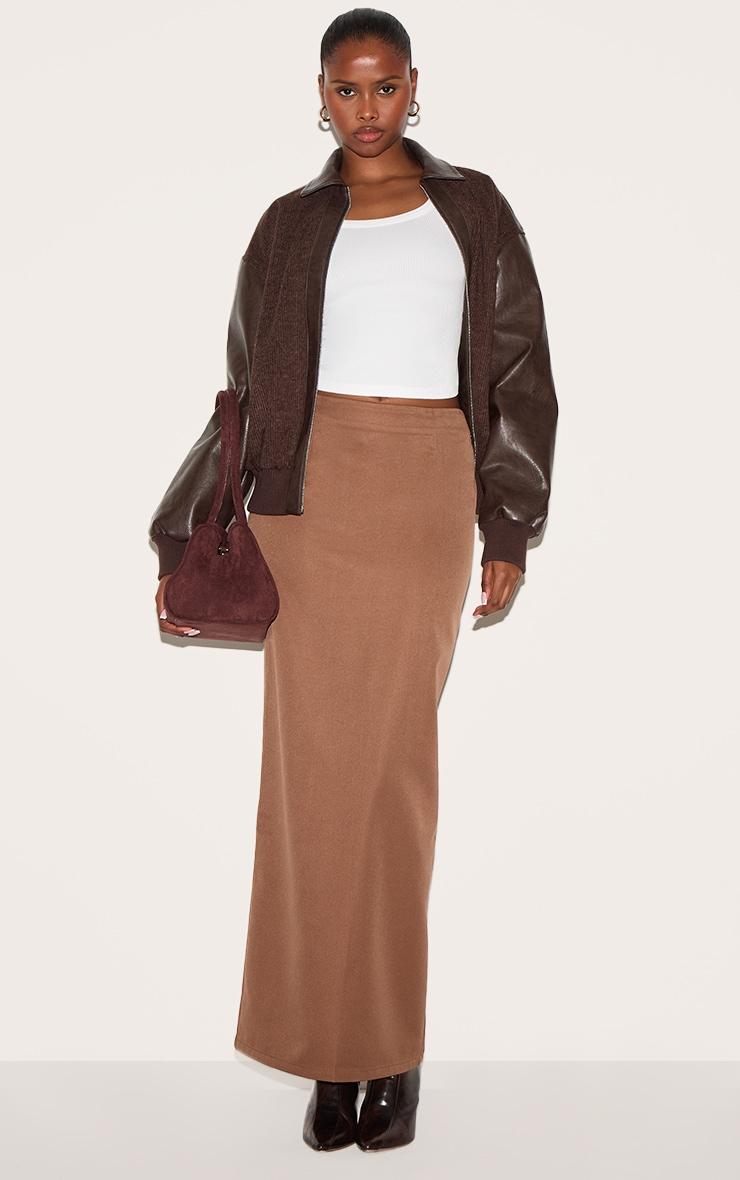 Mushroom Tailored Woven Straight Maxi Skirt Product Image