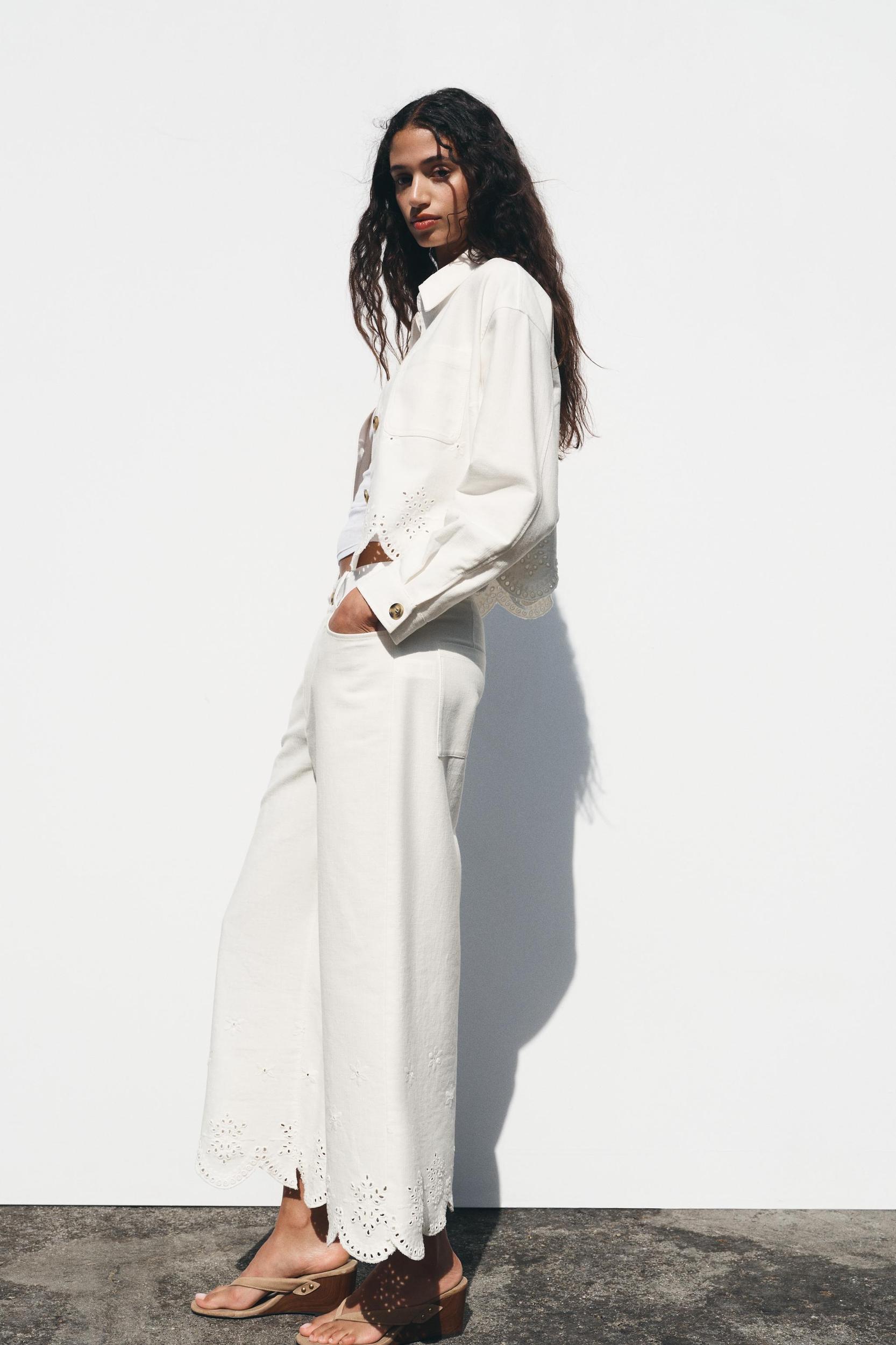 EYELET EMBROIDERED CULOTTES Product Image