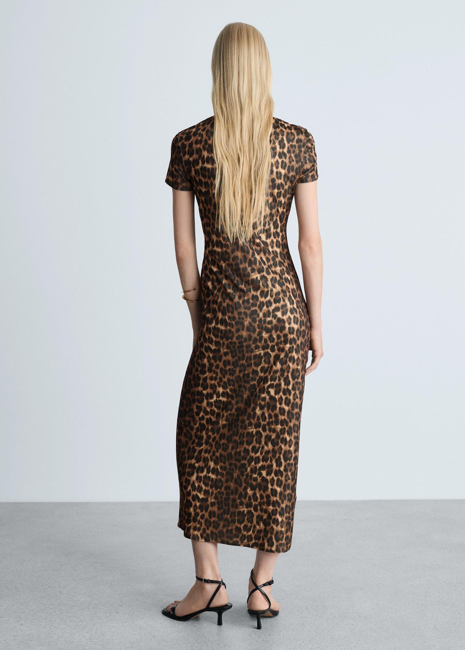 Leopard-print dress with ruffled details - Women | MANGO USA Product Image