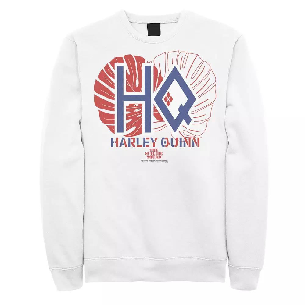 Men's The Suicide Squad Harley Quinn Red And Blue Logo Sweatshirt, Size: XL, White Product Image