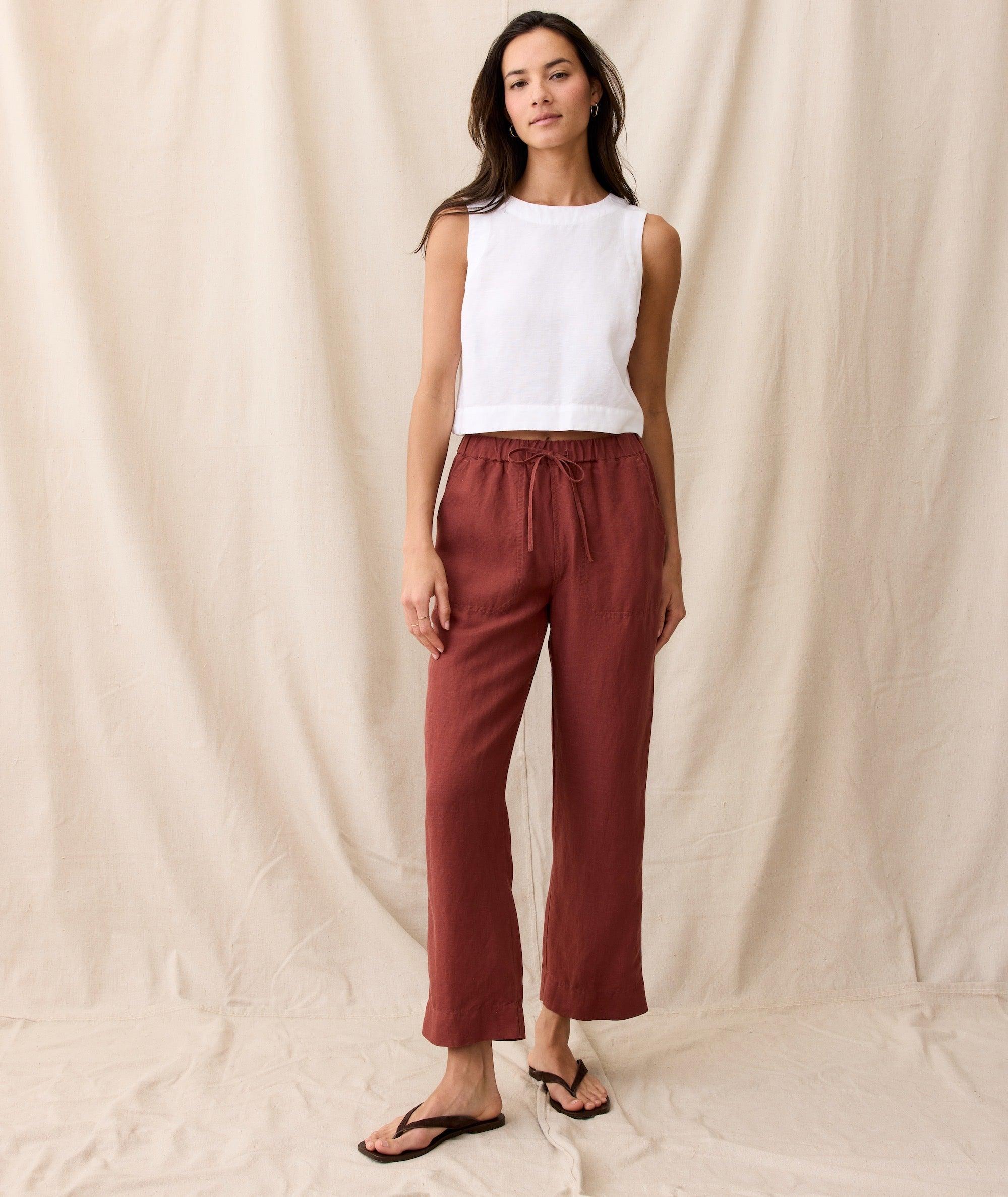 Linen Drawstring Straight Leg Pant Product Image