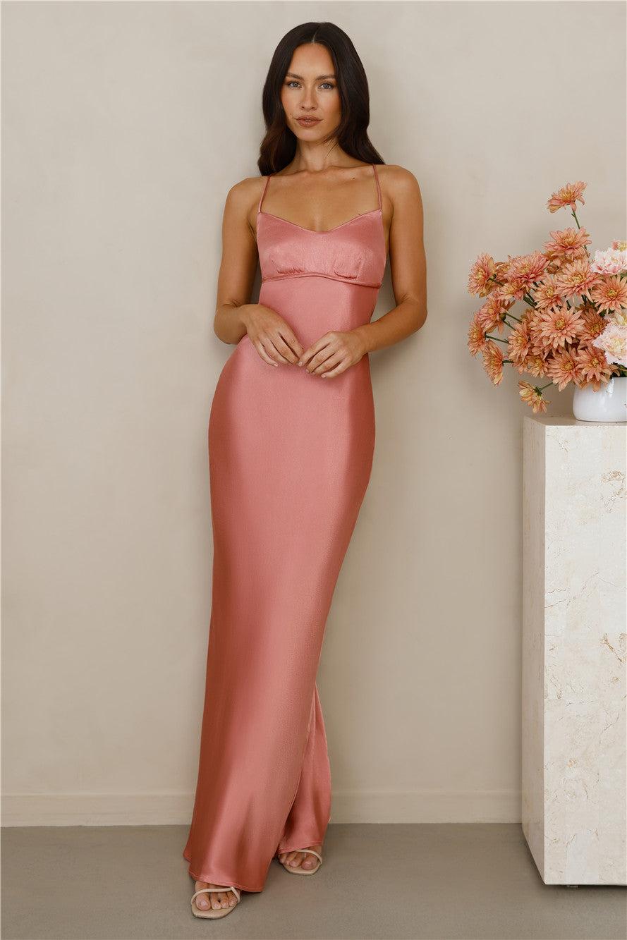 The Samara Satin Maxi Dress Rose Product Image