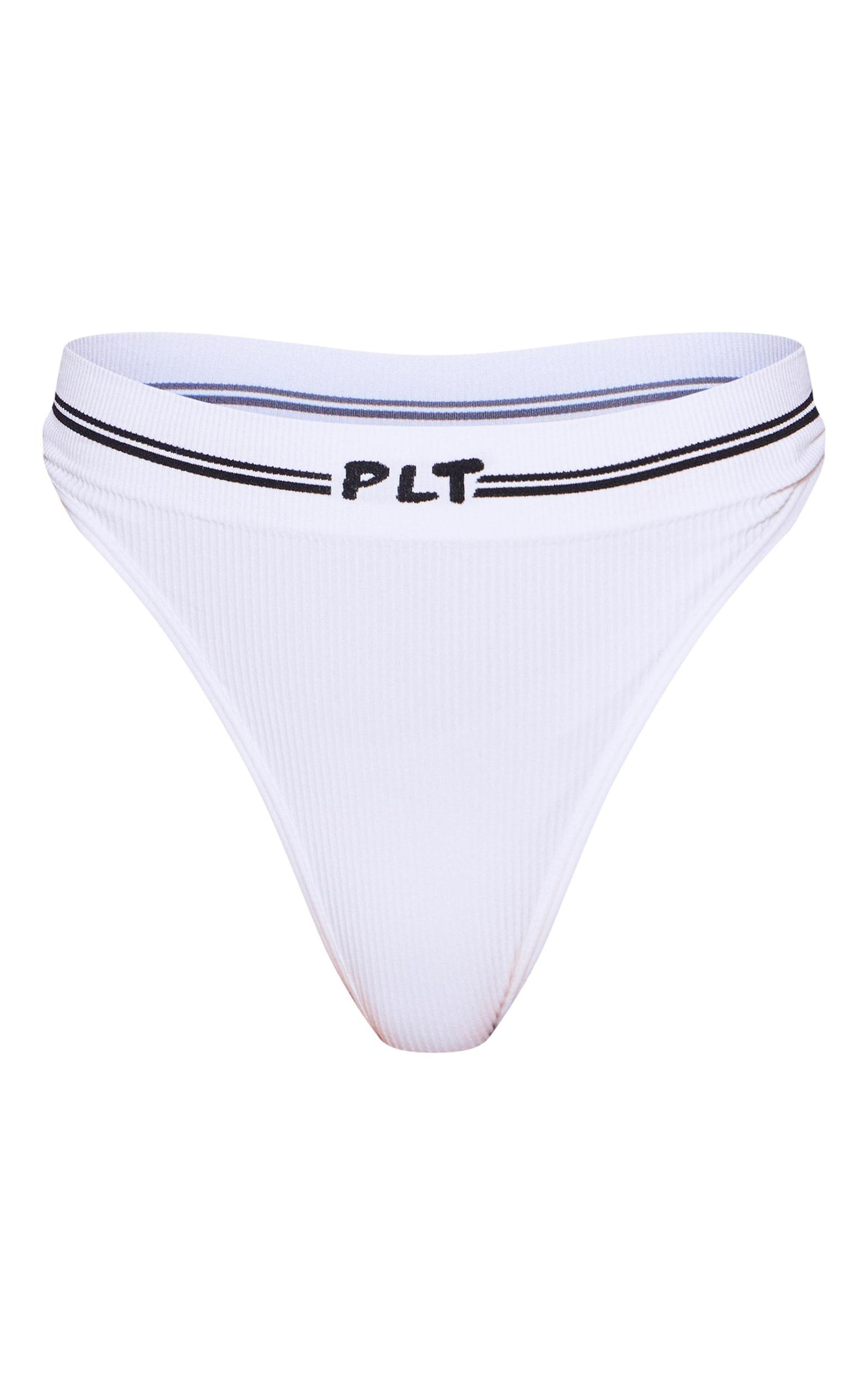 PRETTYLITTLETHING Cream Seamless Ribbed Thong Product Image