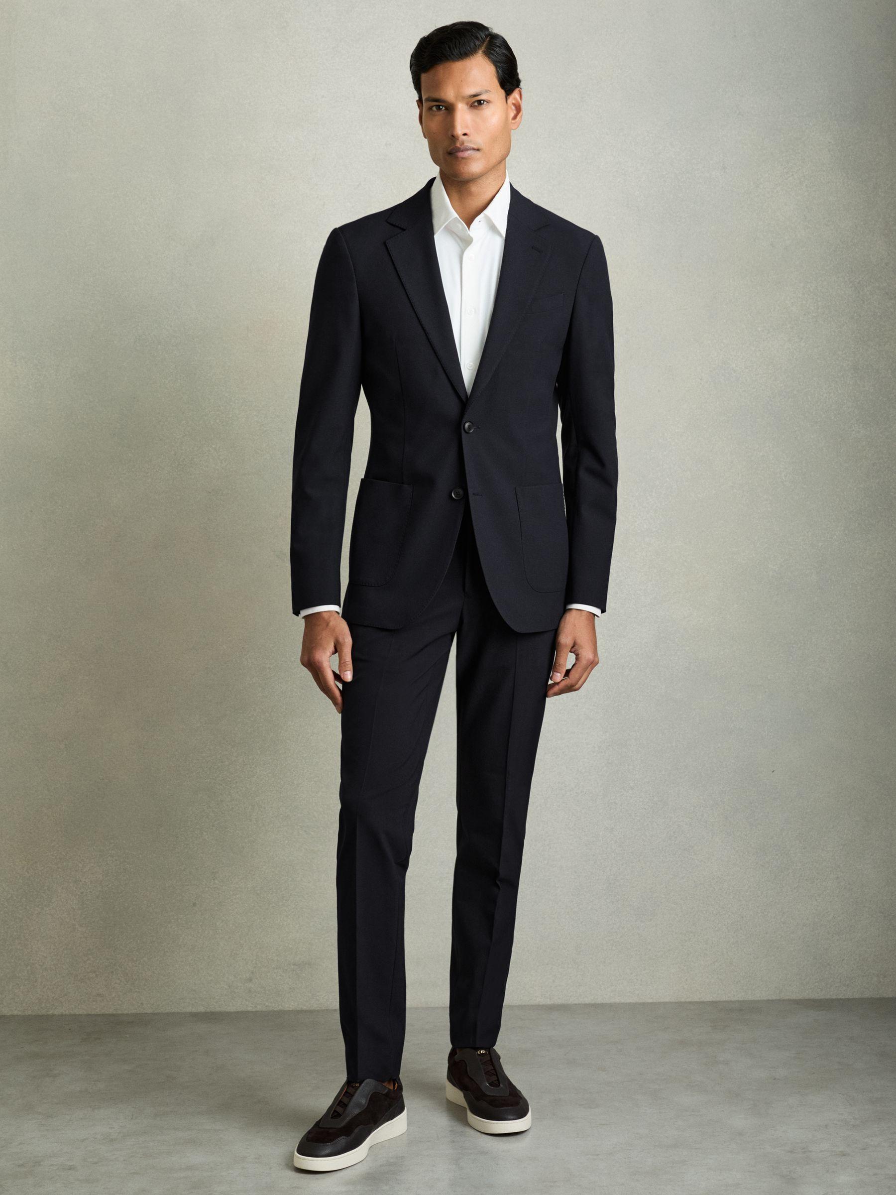 Single-Breasted Stretch Suit Blazer Slim-Fit in Stone Product Image