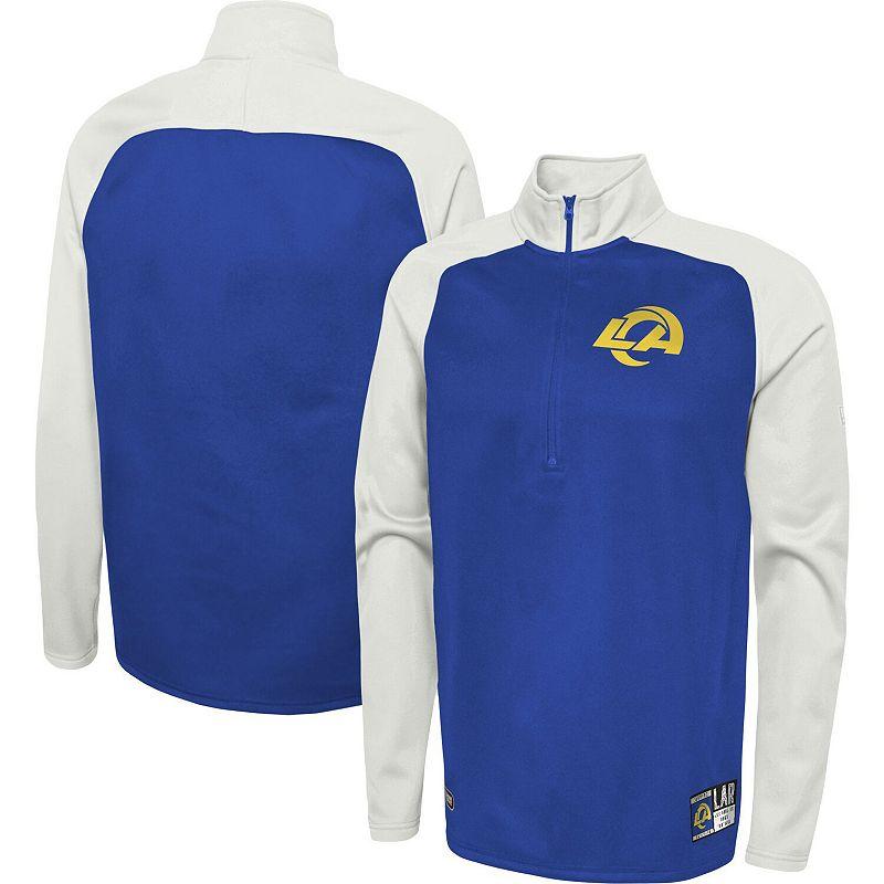 Men's New Era Royal Los Angeles Rams Combine Authentic O-Line Raglan Half-Zip Jacket, Size: XL, Blue Product Image