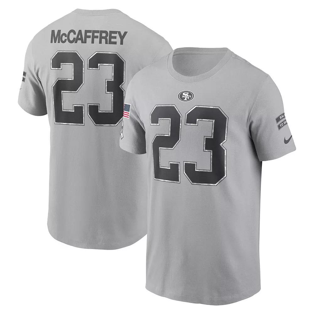 Men's Nike Christian McCaffrey Gray San Francisco 49ers 2024 Salute To Service Name & Number T-Shirt, Size: XL, Grey Product Image