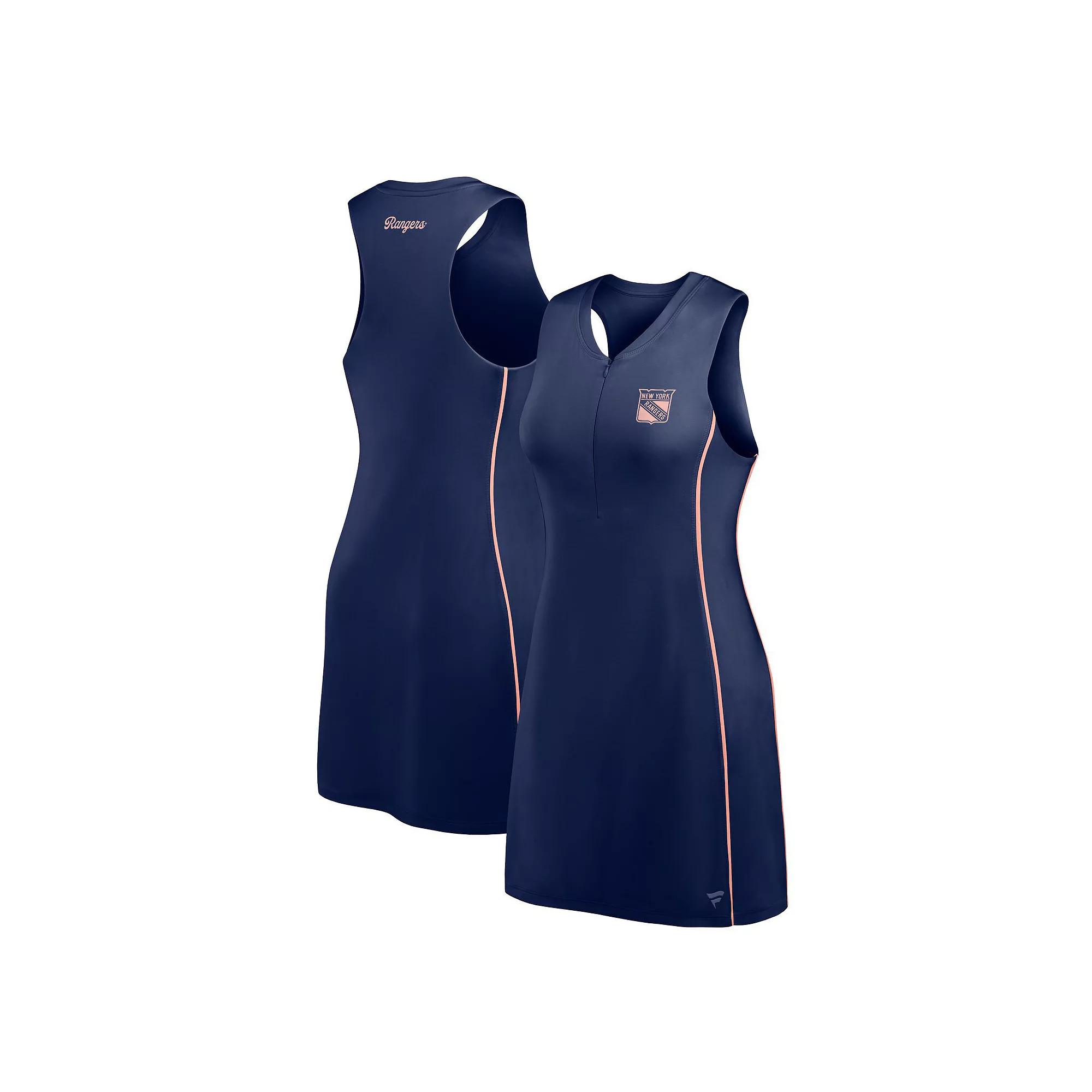 Women's Fanatics Blue New York Rangers Studio Boost Athletic Half-Zip Dress,  Product Image