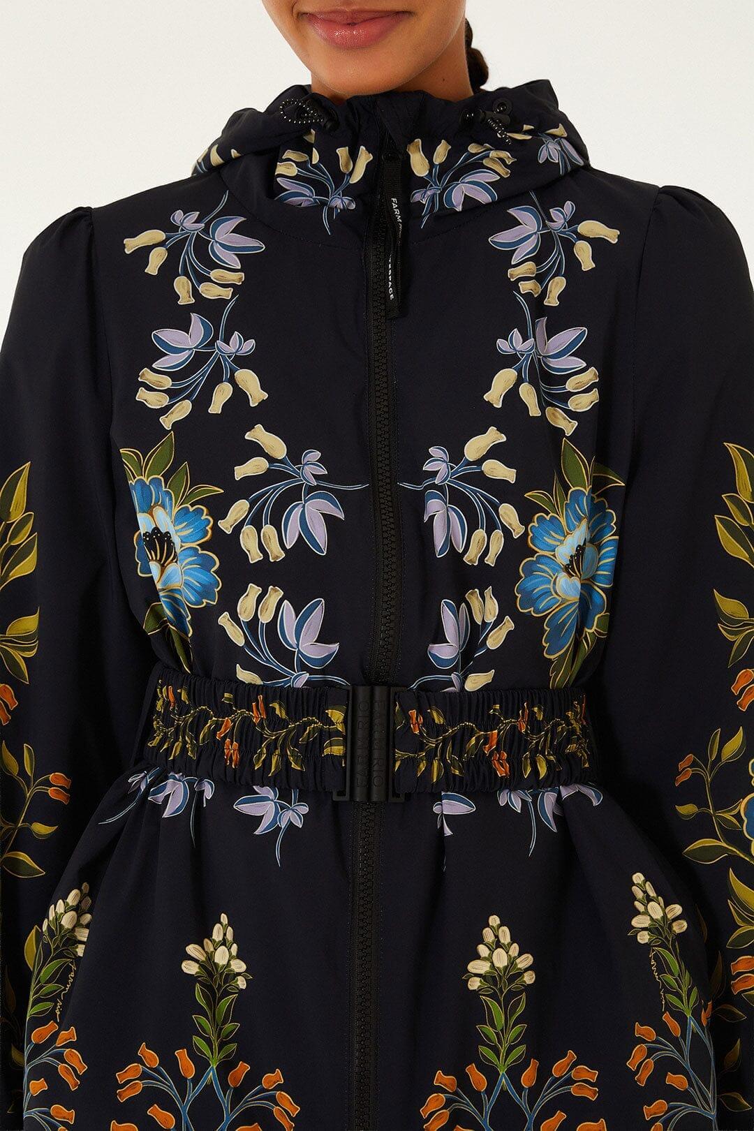 Black Winter Garden Hooded Belted Puffer Ski Jacket Product Image