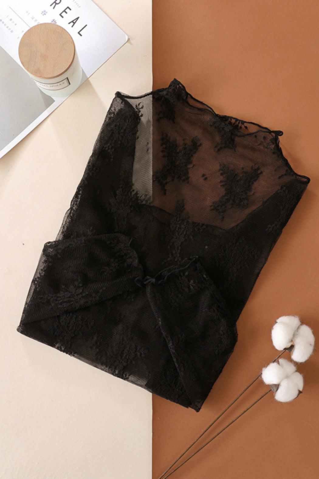 Floral Lace Sheer Mesh Layering See Through Top Product Image