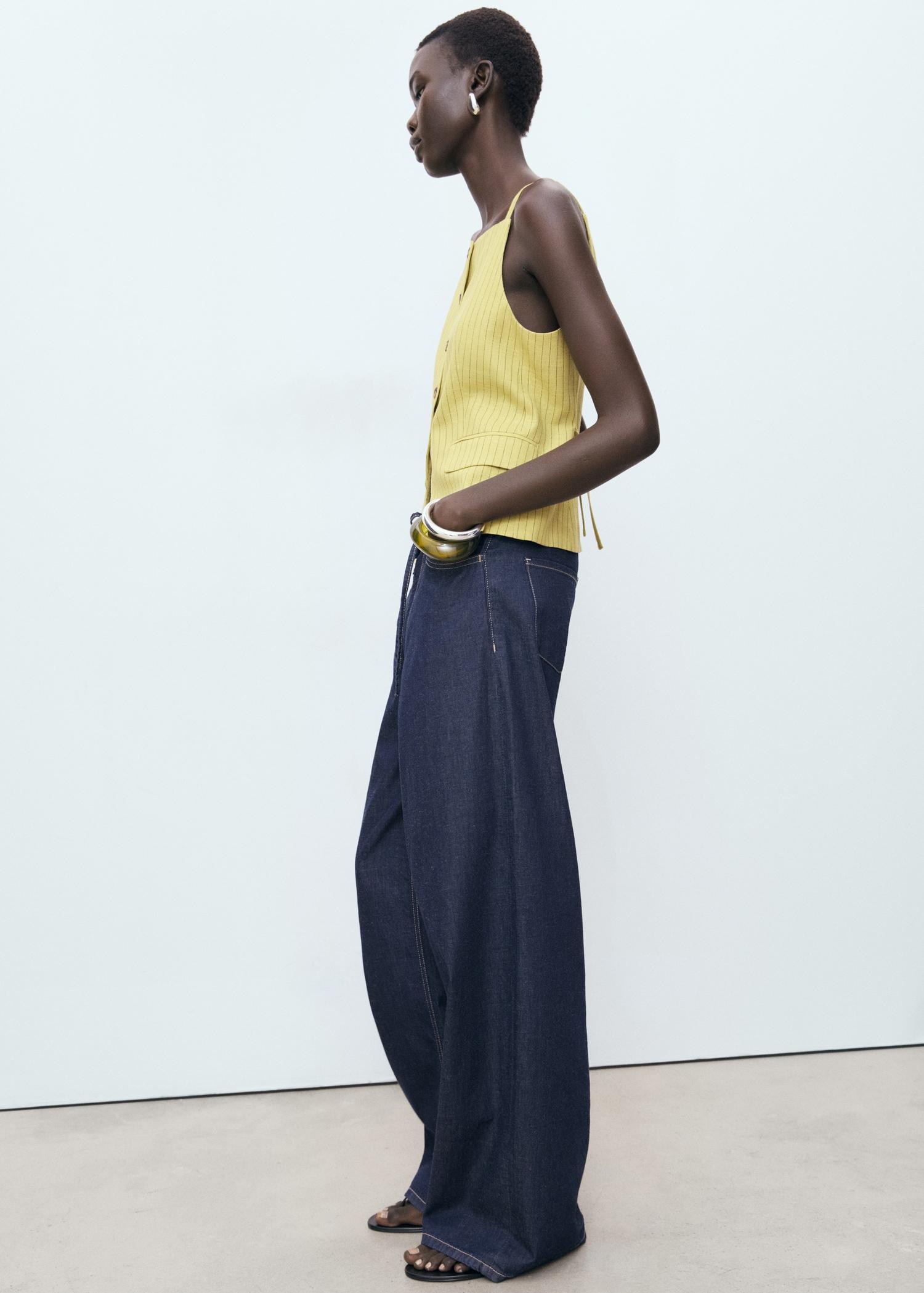 Buttons striped top - Women | MANGO USA Product Image