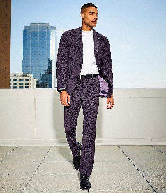 Murano The Holiday Edit Collection Slim Fit Flocked Floral Suit Separates Jacket Product Image