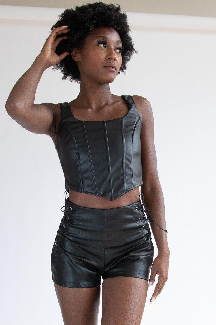 Pleather Corset Tank Top Product Image