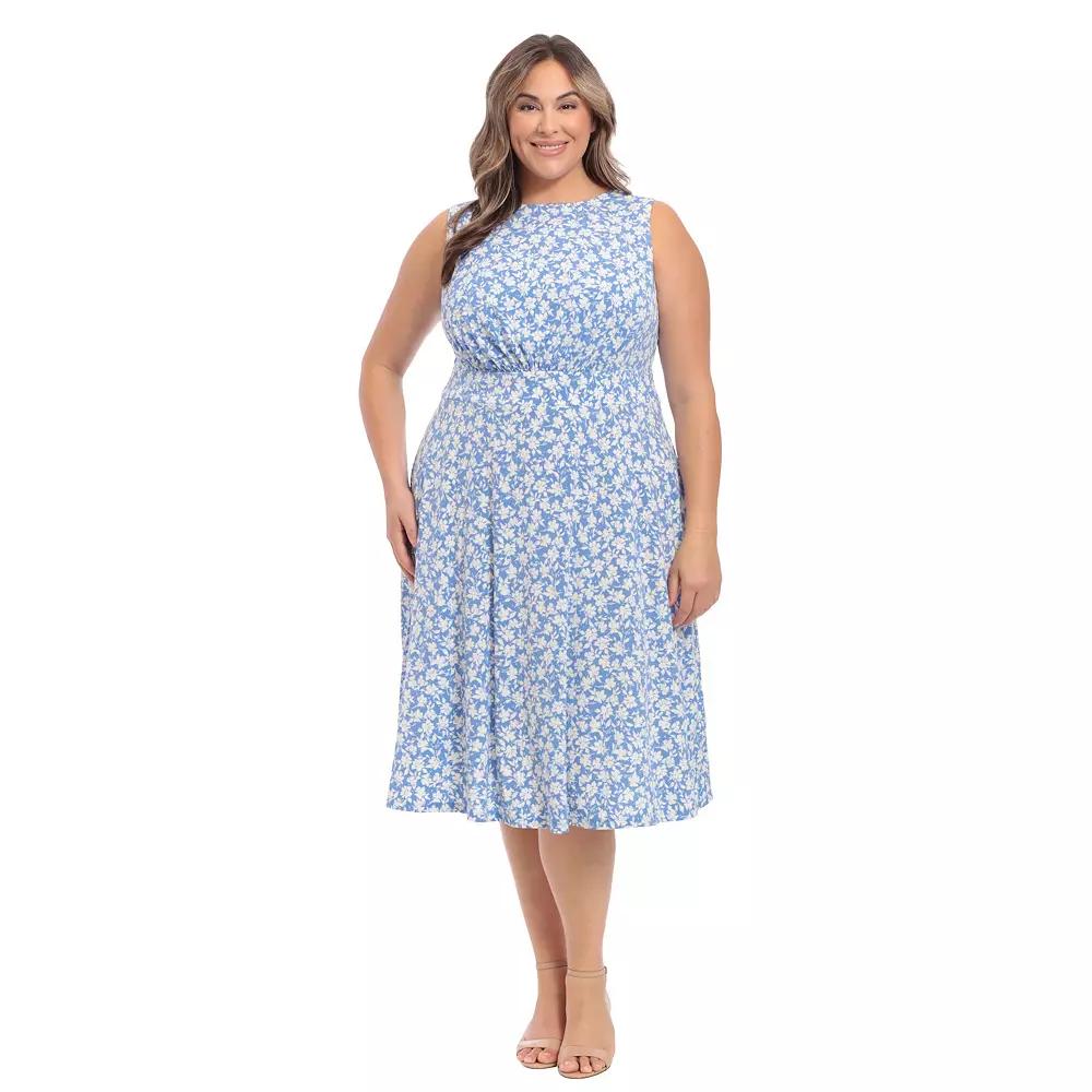 Plus Size London Times Midi Dress, Women's, Size: 18 W, Ivory Product Image