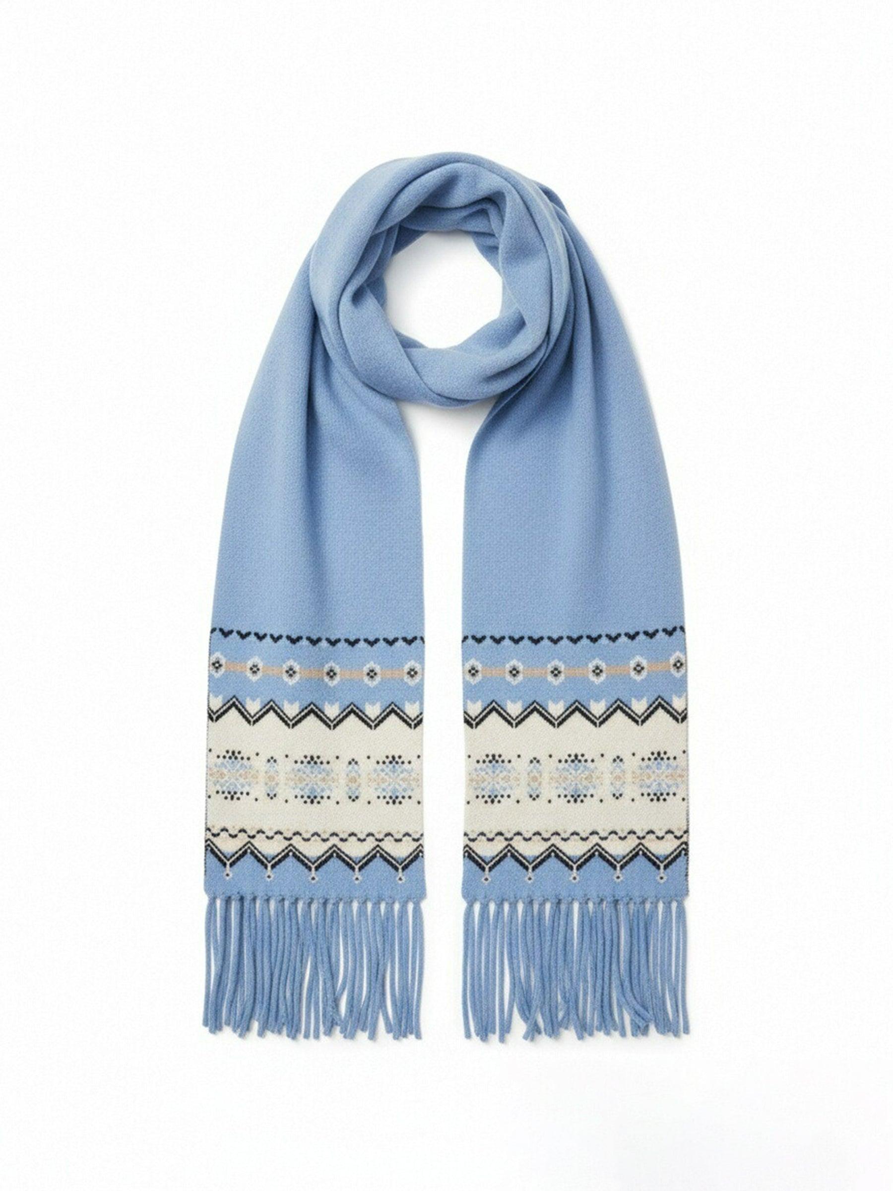 Wool Blend Fair Isle Fringe Scarf Product Image