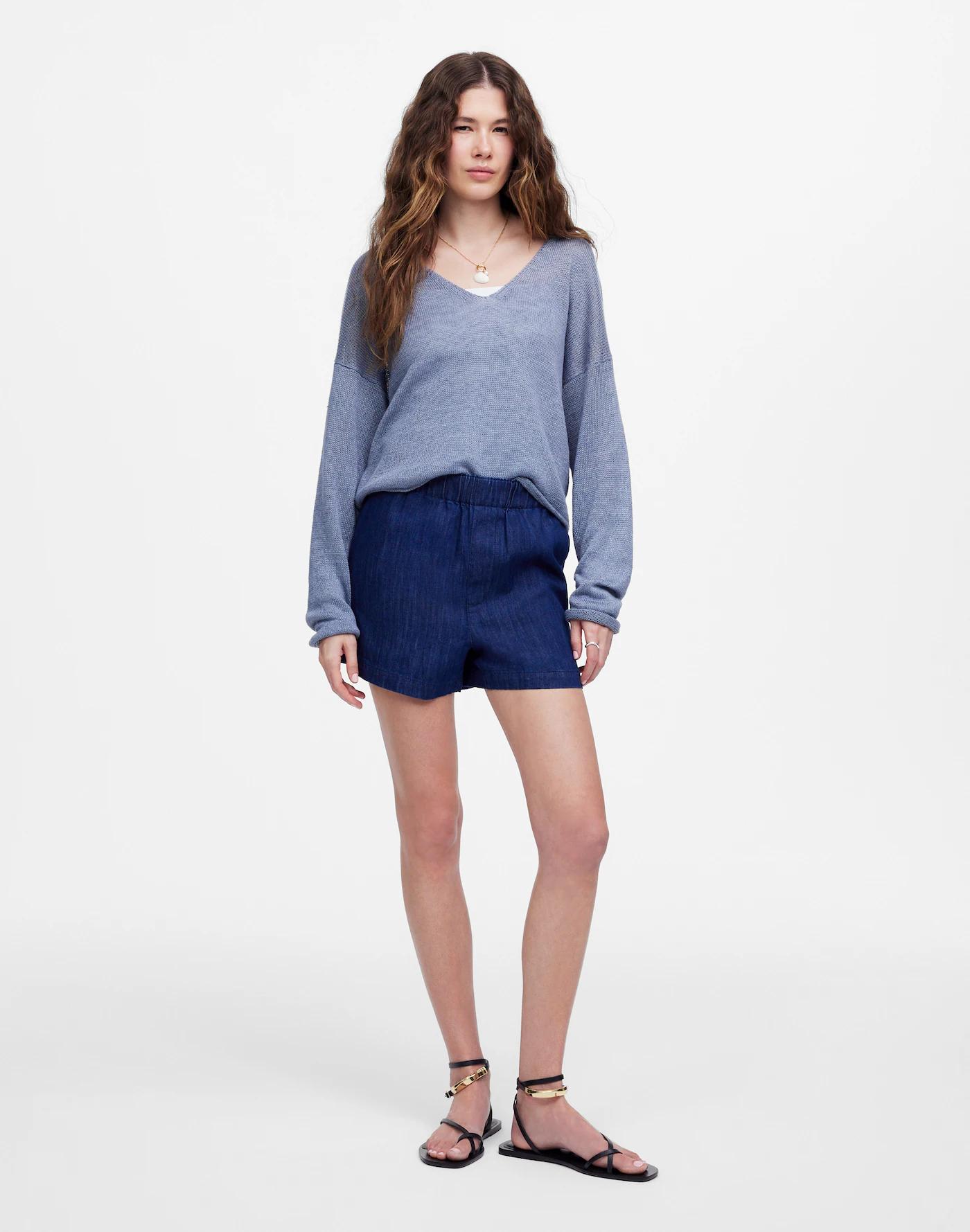 Denim Pull-On Shorts Product Image