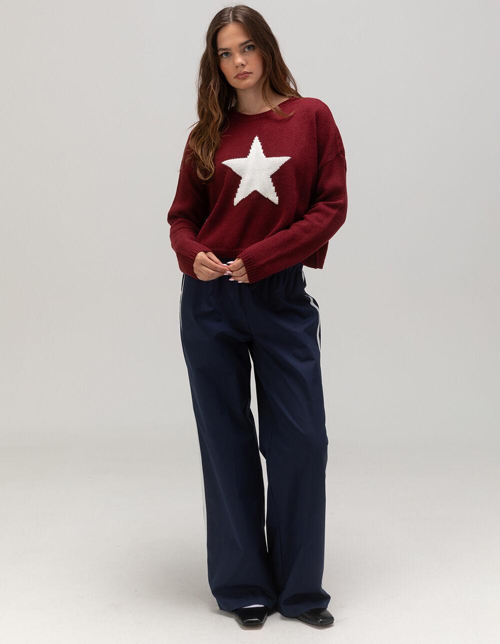 RSQ Womens Star Icon Sweater - BURGUNDY Product Image