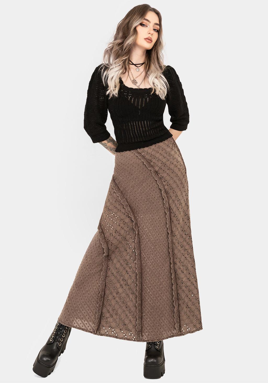 Summerisle Cotton Broderie Detail Midaxi Skirt Product Image