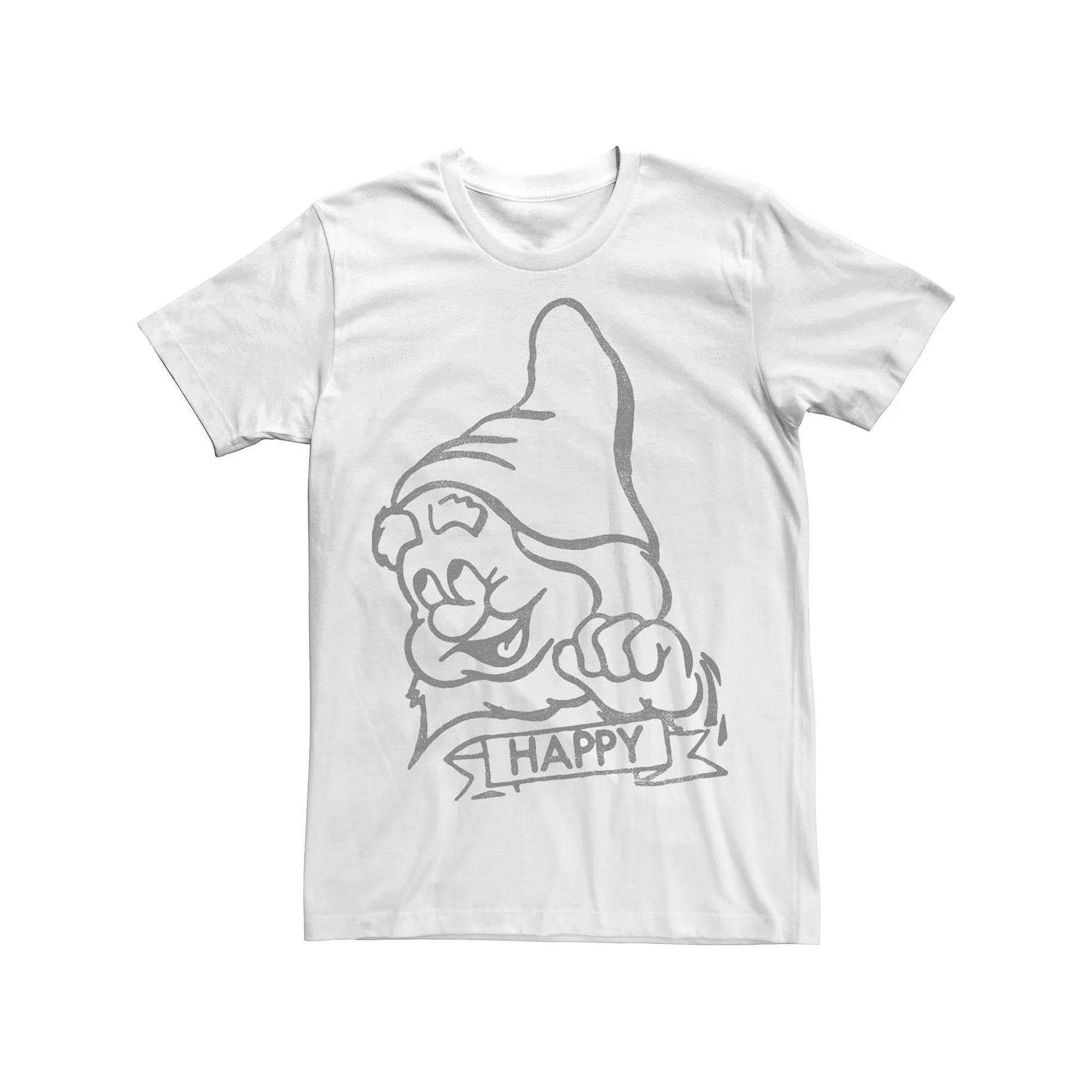 Disney's Snow White Happy Line Art Big Face Men's Tee,  Product Image
