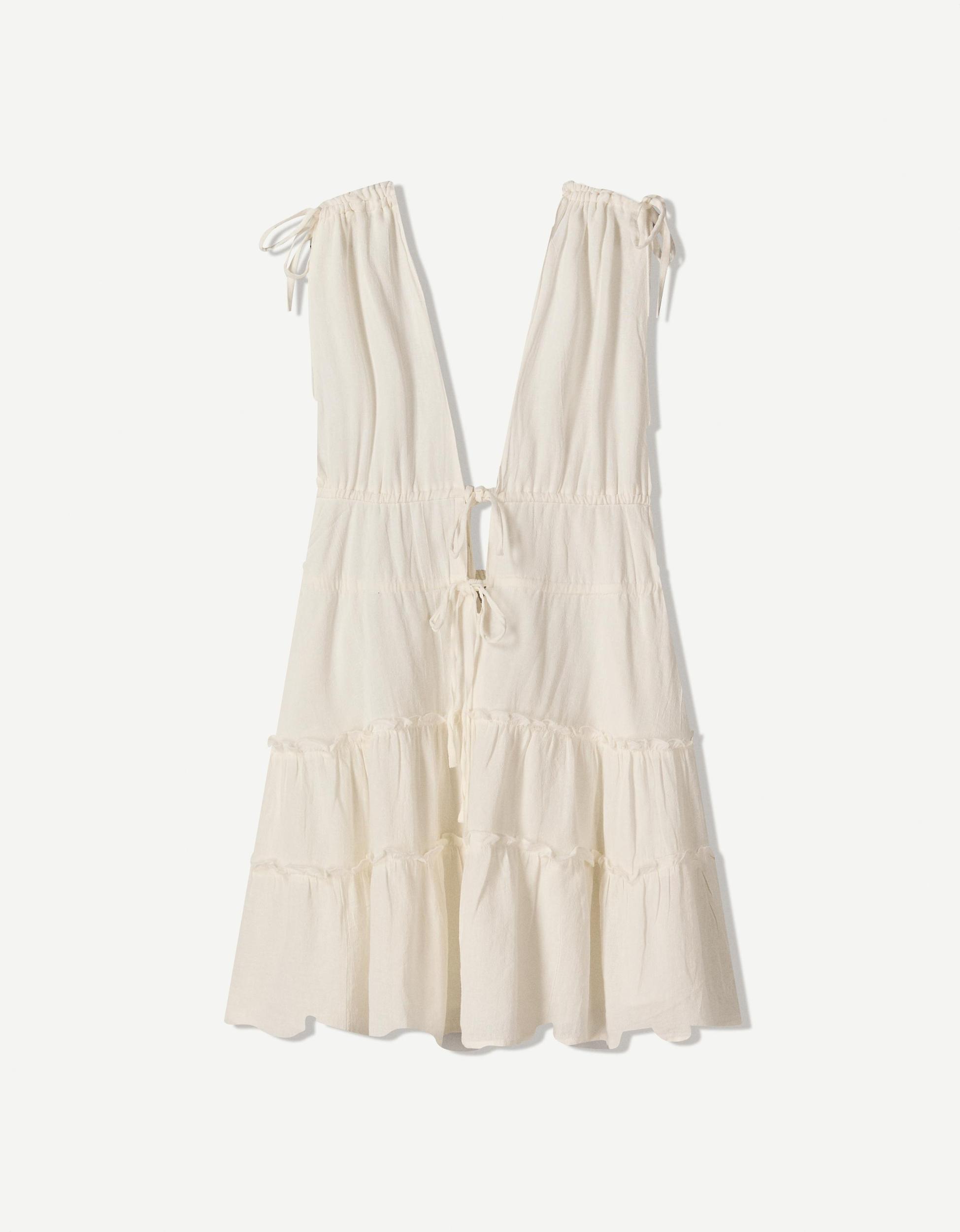Ruffled mini dress with gathering Product Image