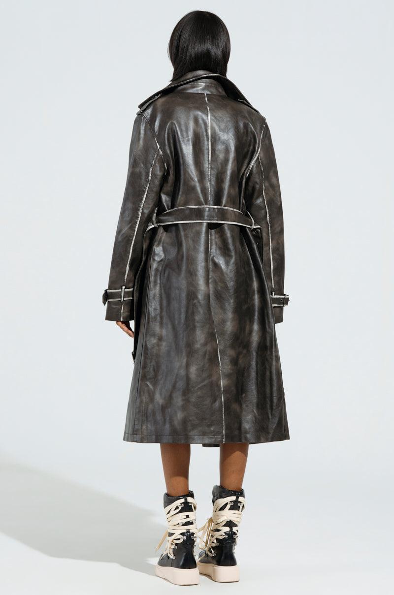 ACID RAP FAUX LEATHER TRENCH Product Image
