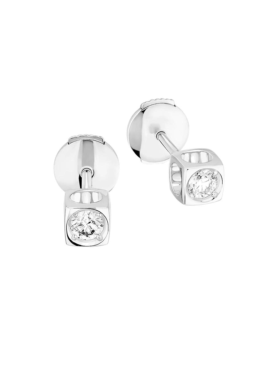 Womens Le Cube Diamant Platinum & Diamond Medium Stud Earrings Product Image
