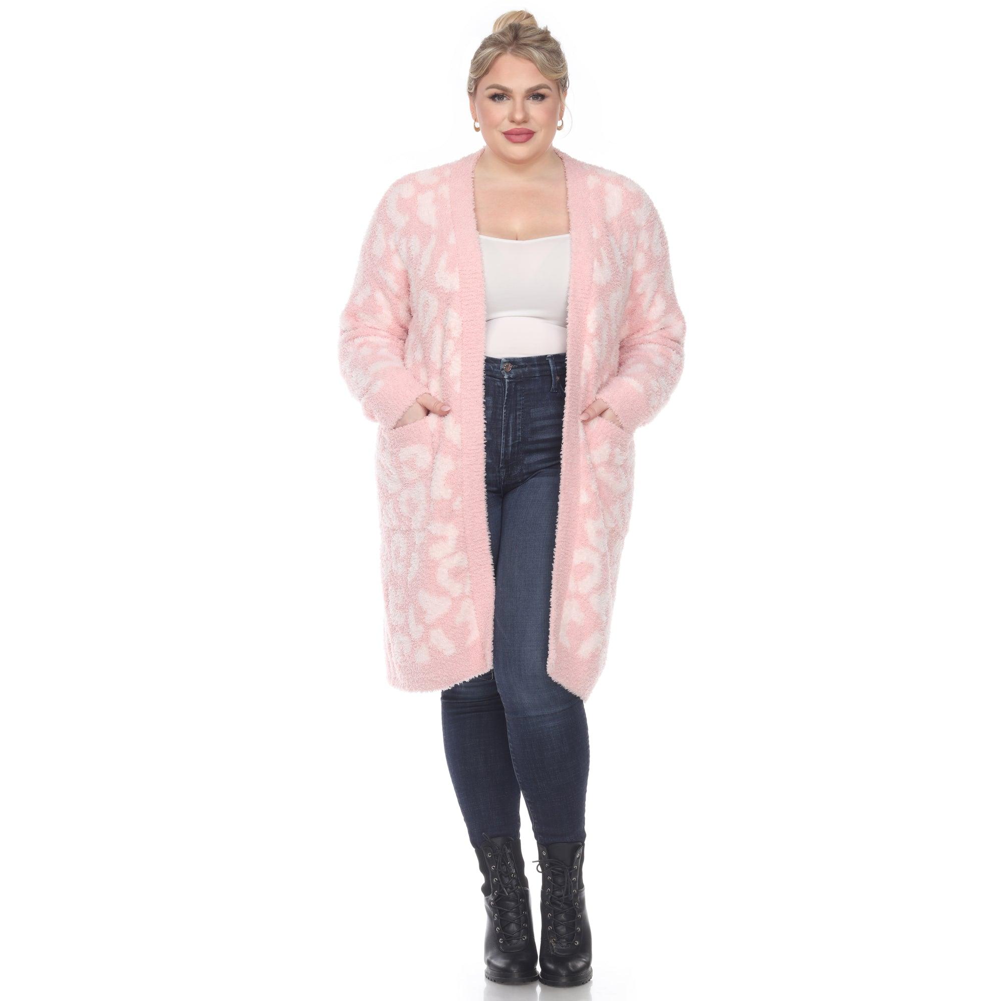 Leopard Print Open Front Sherpa Coat - Plus Product Image