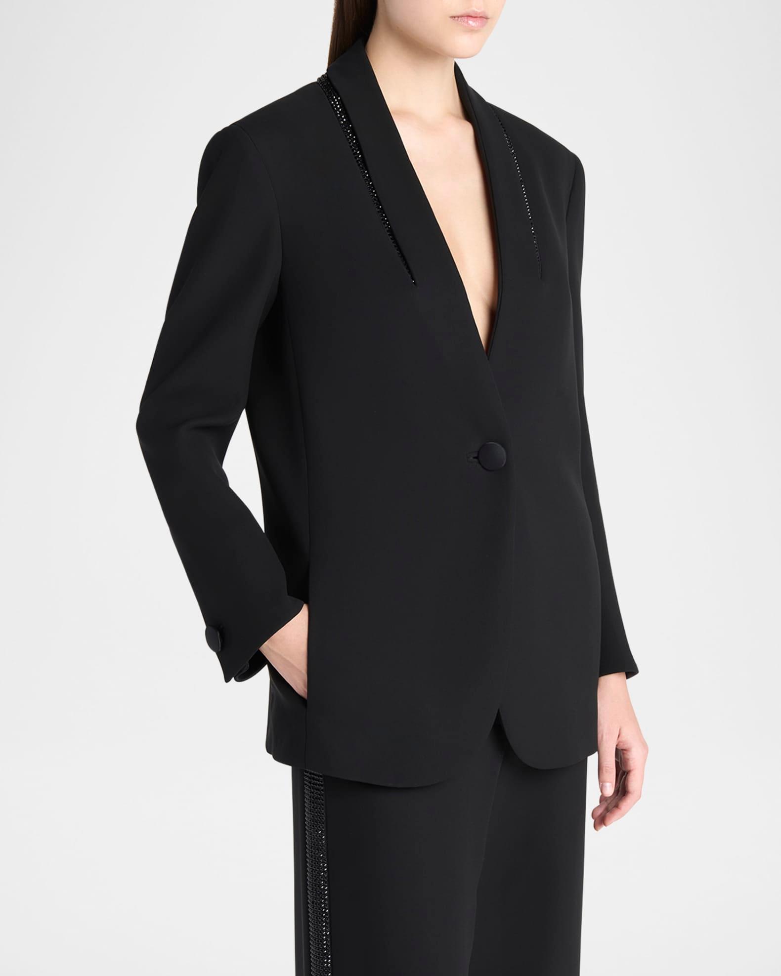 Beaded Silk Tuxedo Jacket Product Image