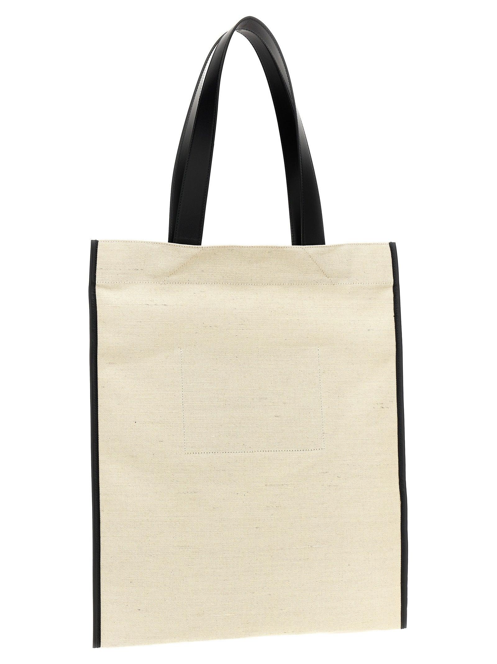 JIL SANDER Medium Flat Shopping Bag In White/black Product Image