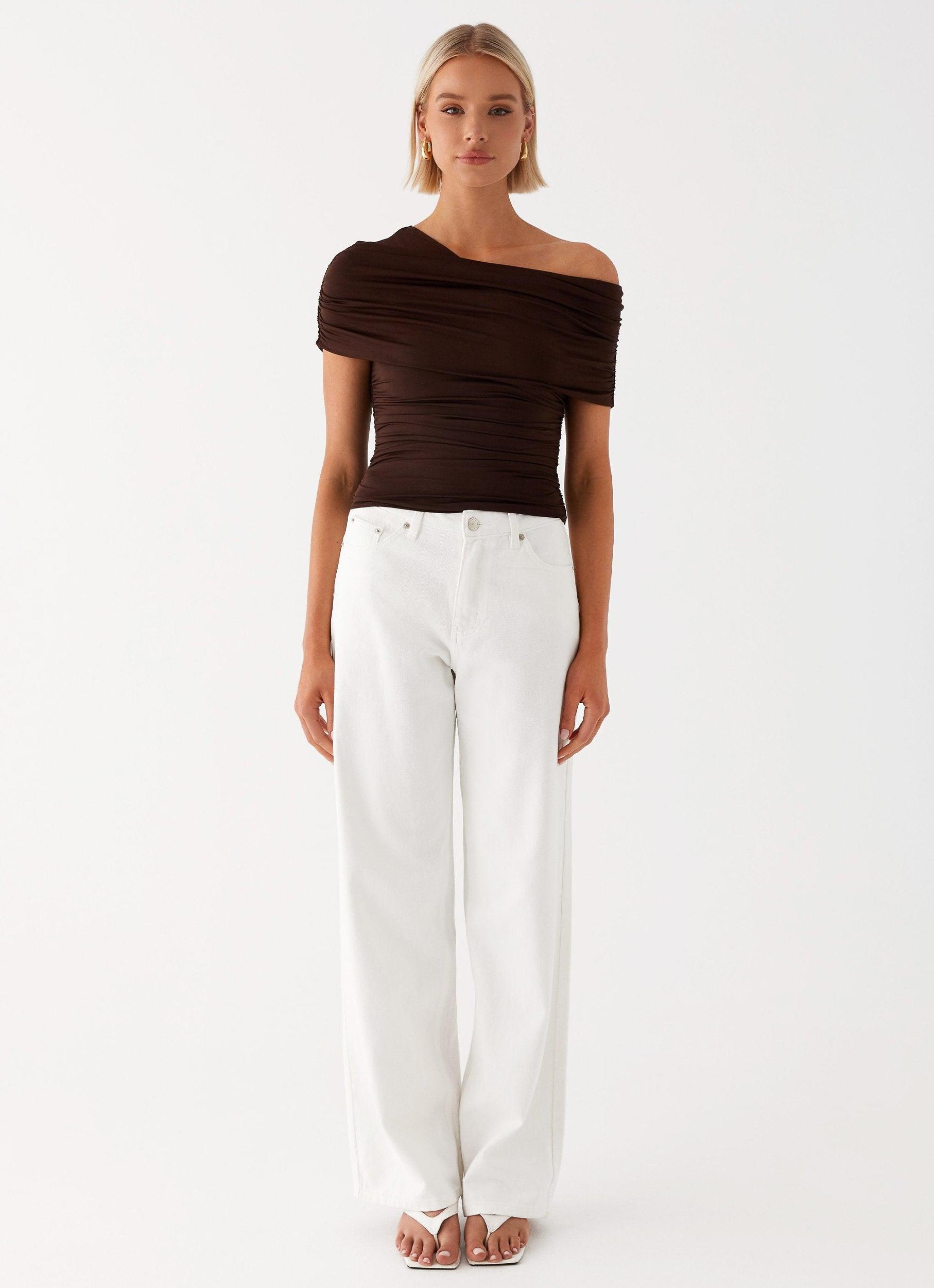 Gabbie Off Shoulder Top - Chocolate Product Image