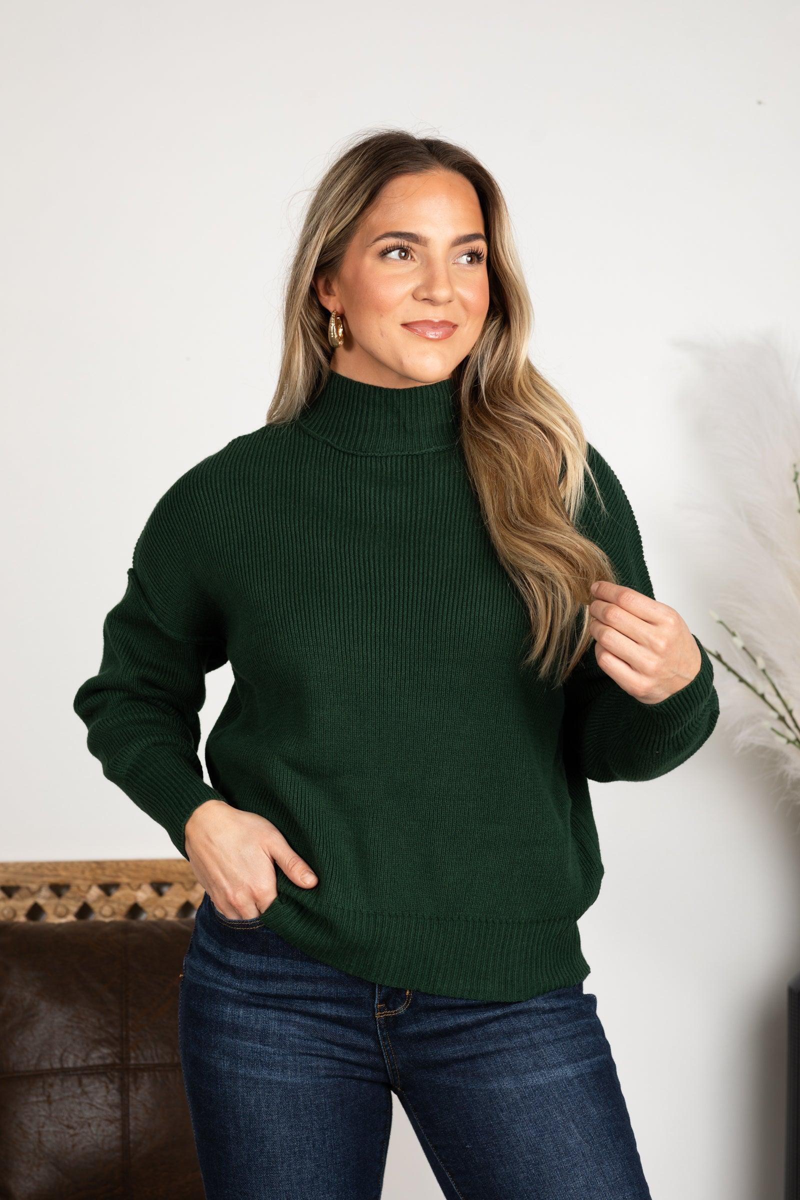 Mock Neck Ribbed Sweater Top Product Image