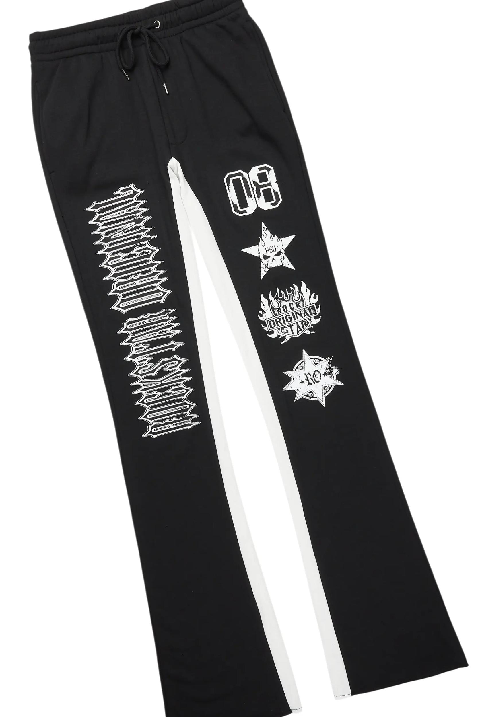 Alim Black/White Hoodie/Baggy Track Pant Set Male Product Image